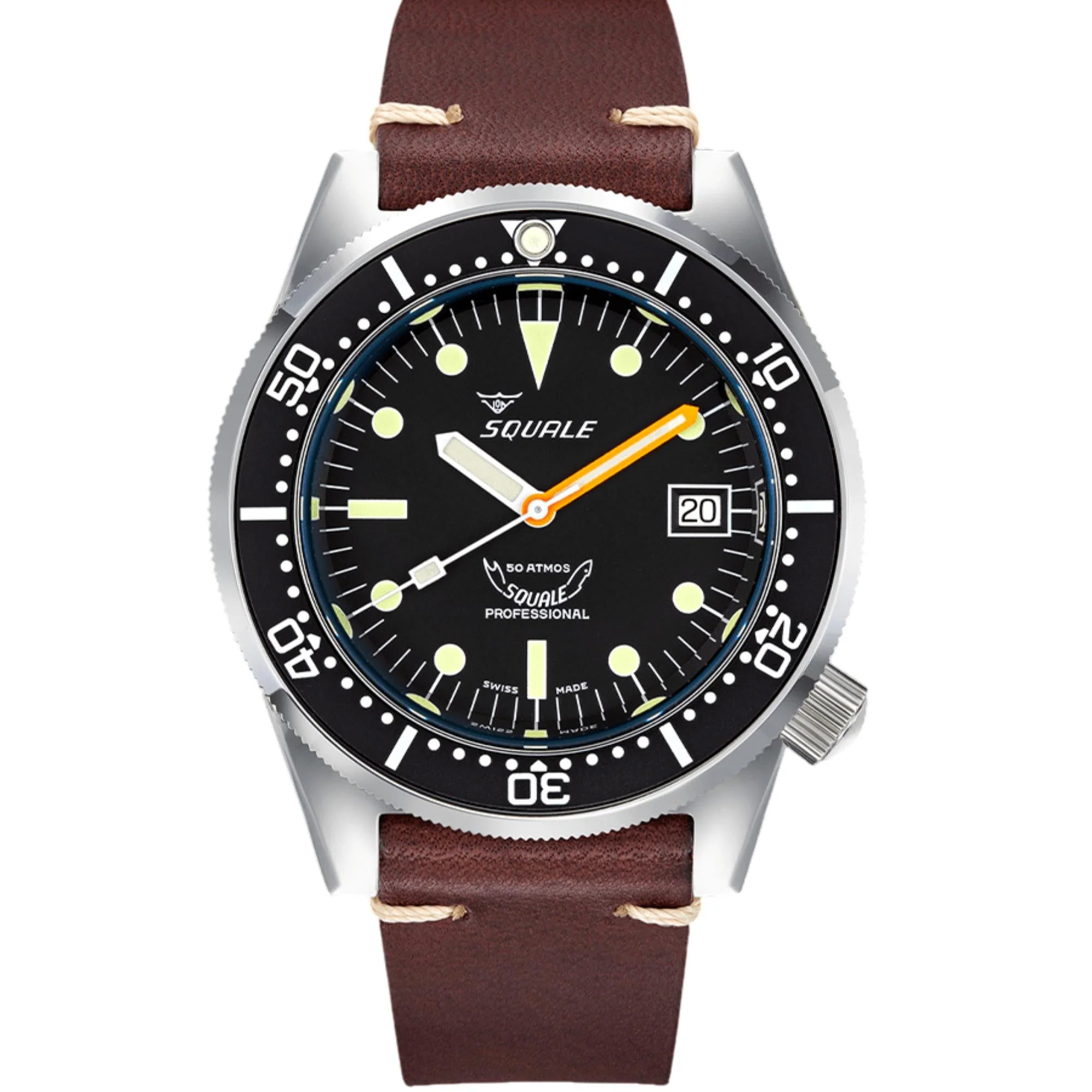 Squale 1521 Classic Automatic Black Dial Leather Strap Men's Watch 1521CL.PS - Image 6