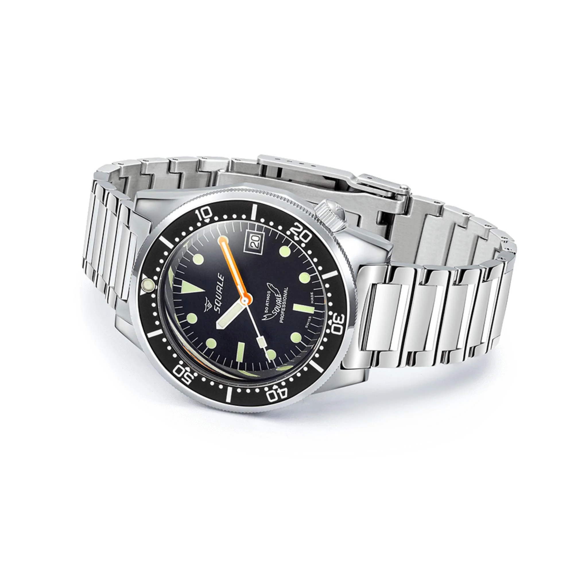 Squale 1521 Classic Automatic Black Dial Steel Strap Men's Watch 1521CL.SQ20L - Image 3
