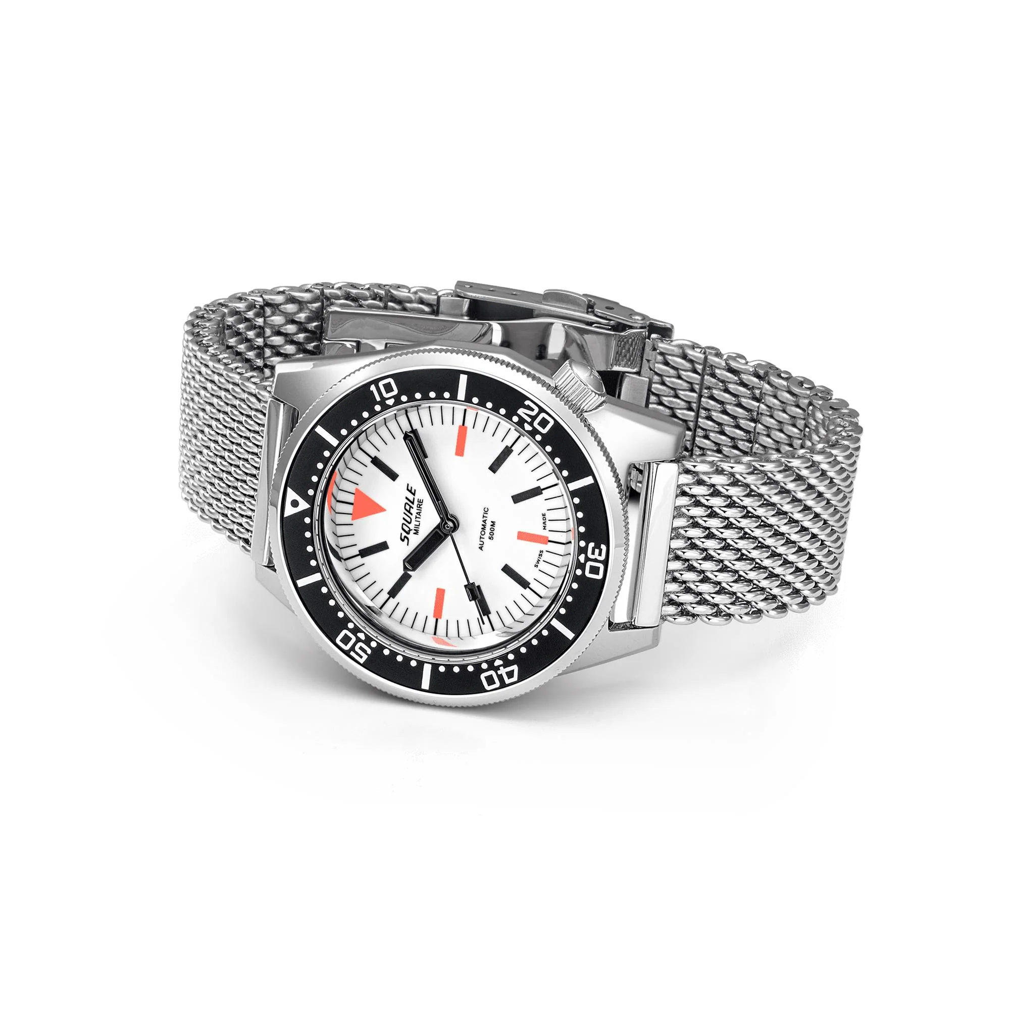 Squale 1521 Militaire Full Luminous Automatic White Dial Milanese Stainless Steel Bracelet Men’s Watch 1521FUMIWT.ME20 - Image 2