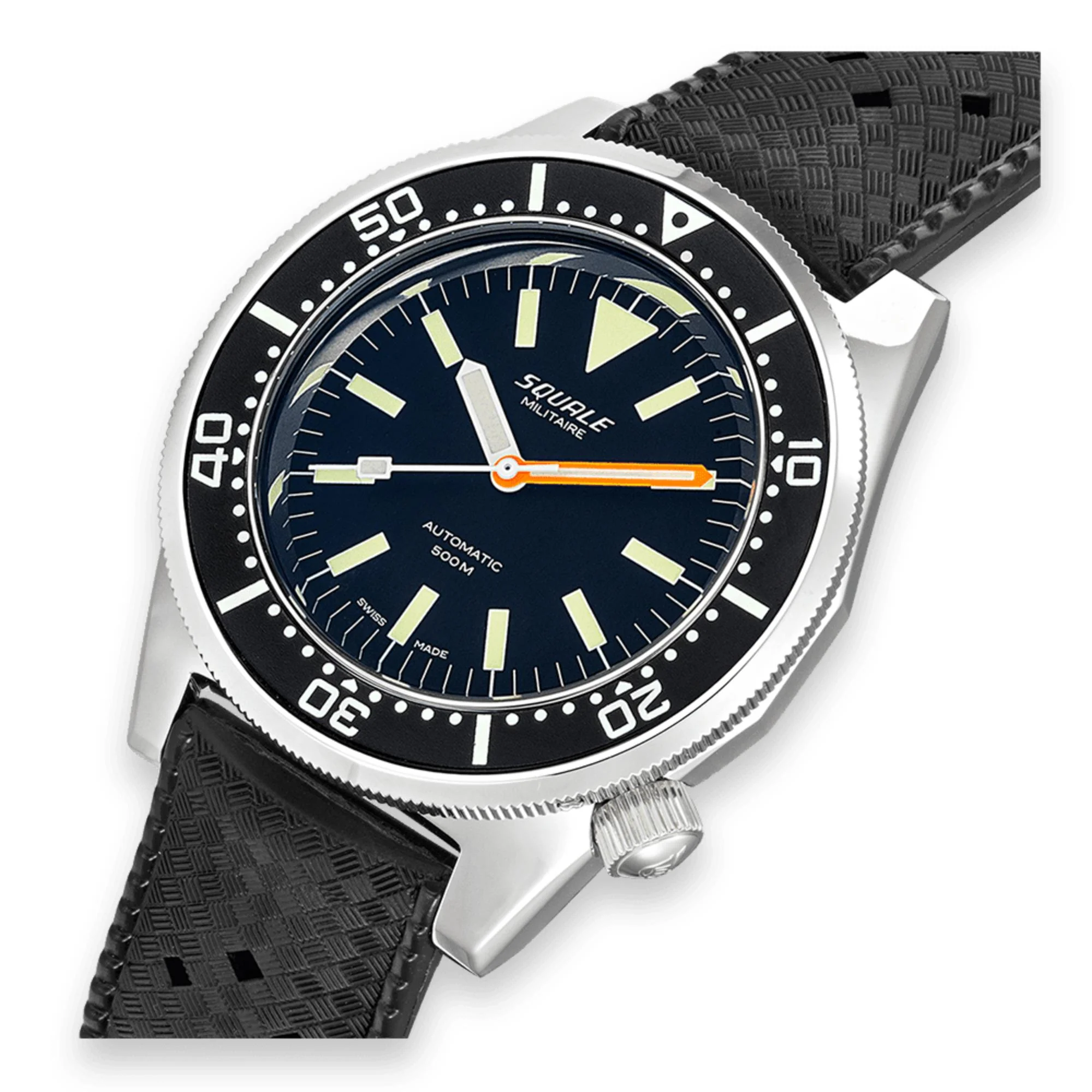 Squale 1521 Militaire Automatic Black Dial Rubber Strap Men's Watch 1521MIL.HT - Image 4