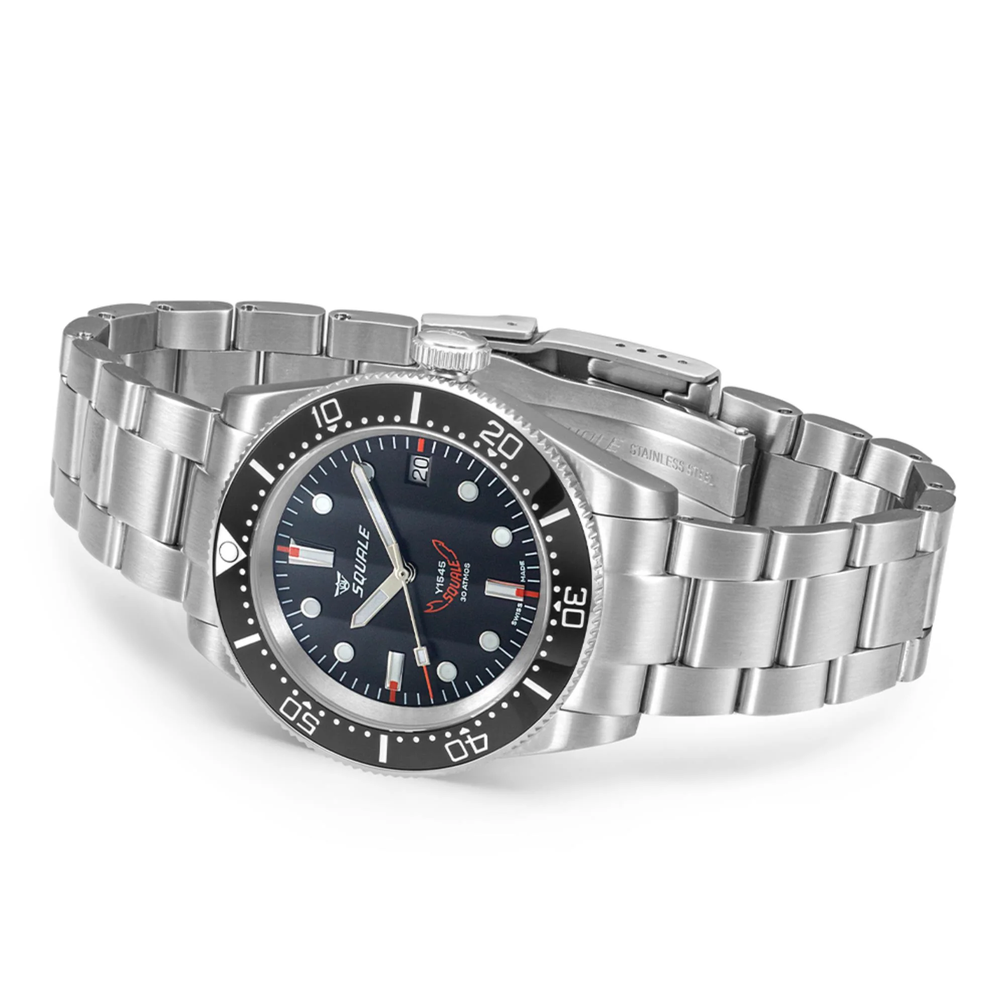 Squale 1545 Automatic Black Dial Steel Strap Men's Watch 1545BKBKC.AC - Image 3