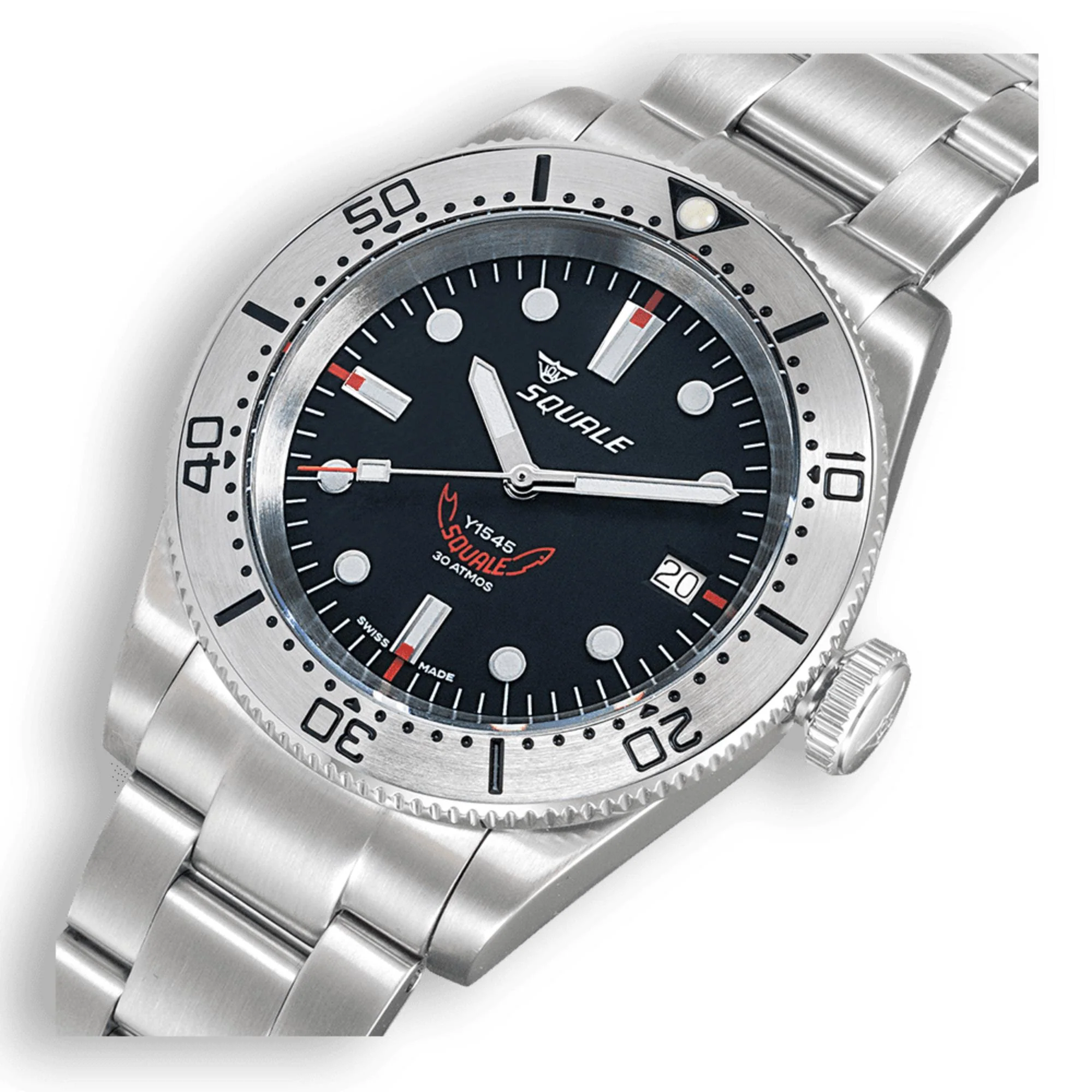 Squale 1545 Automatic Black Dial Steel Strap Men's Watch 1545SSBK.AC - Image 3