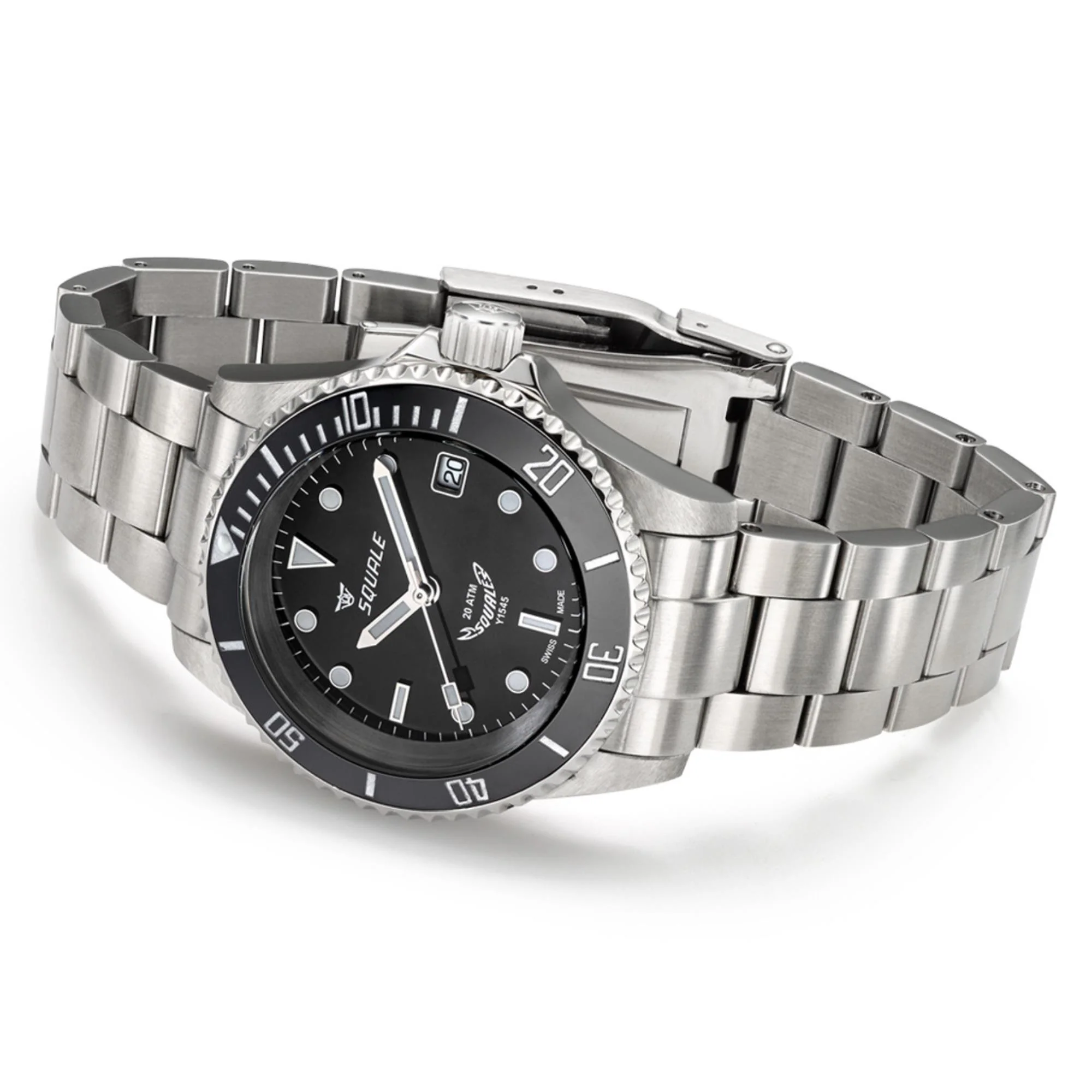 Squale 1545 Automatic Black Dial Steel Strap Men's Watch Y1545SILVE.AC - Image 4