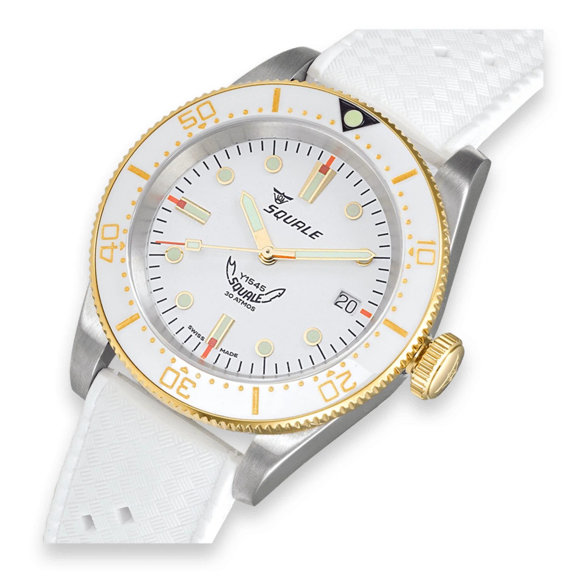 Squale 1545 Automatic White Dial Rubber Strap Men's Watch 1545WTWT.HTW - Image 3