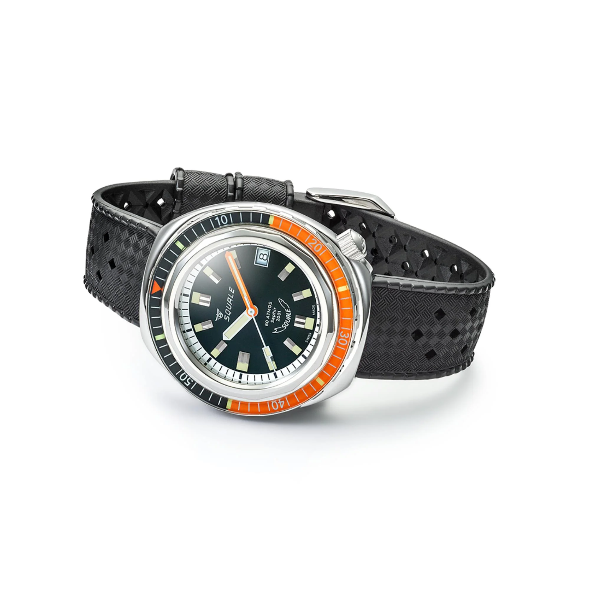 Squale 2001 Heritage Automatic Black Dial Rubber Strap Men's Watch 2001LAVAL.HT - Image 4