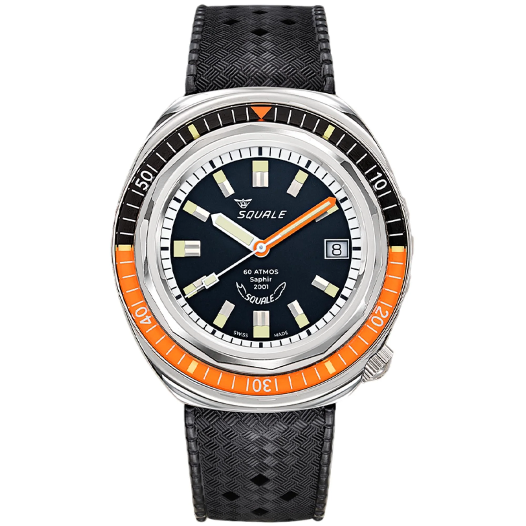 Squale 2001 Heritage Automatic Black Dial Rubber Strap Men's Watch 2001LAVAL.HT - Image 5