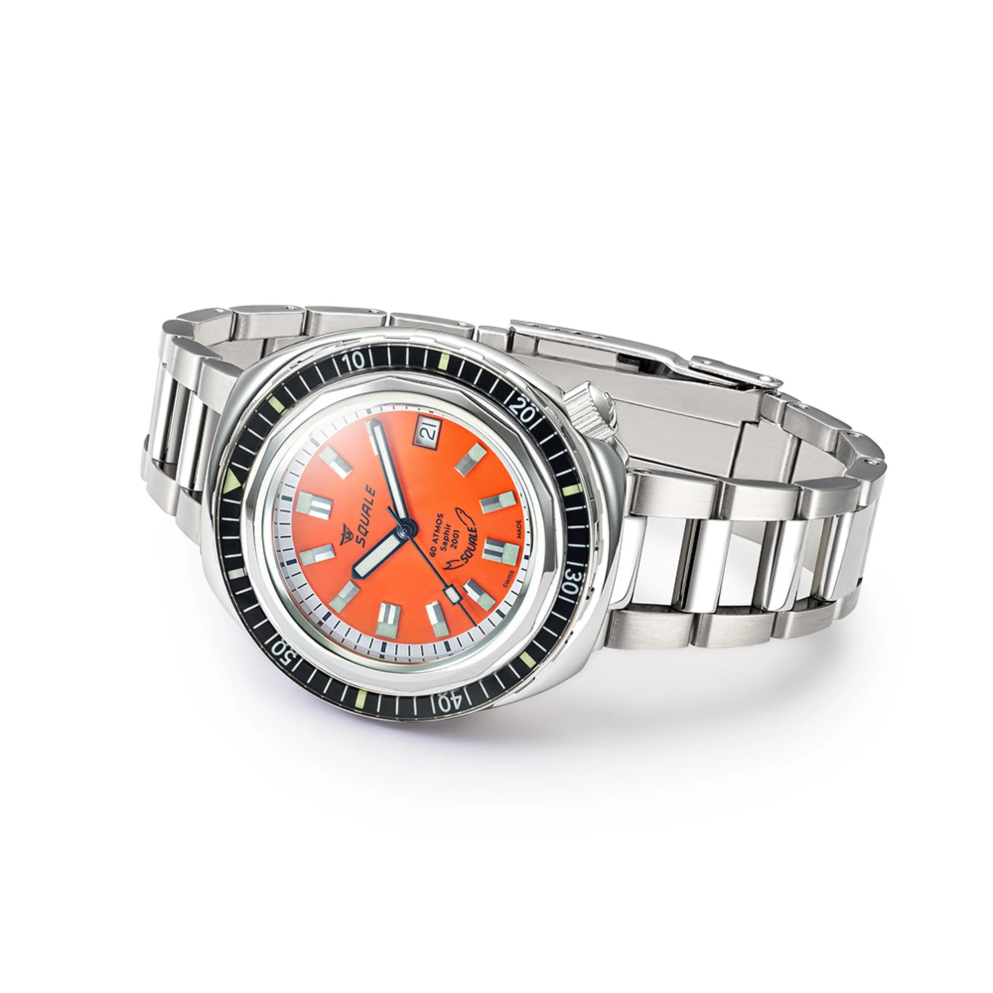 Squale 2001 Reverse Automatic Orange Dial Steel Strap Men's Watch 2001BKOR.AC - Image 4