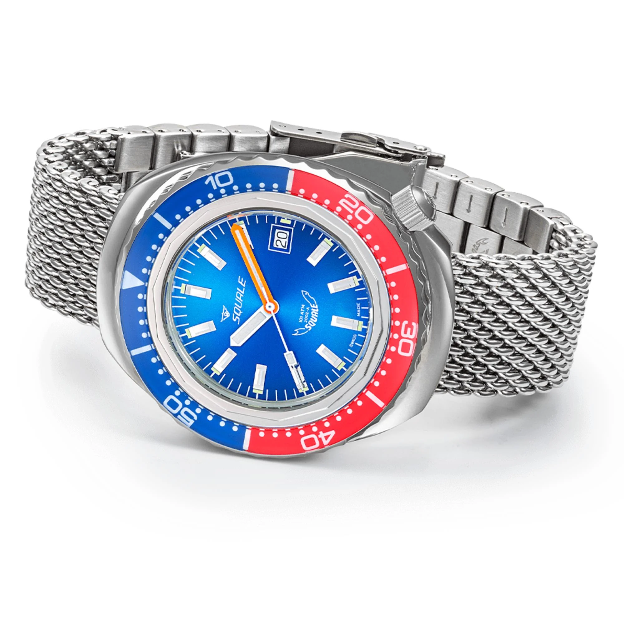 Squale 2002 Blue-Red Automatic Blue Dial Steel Strap Men's Watch 2002.SS.BLR.BL.ME22 - Image 4