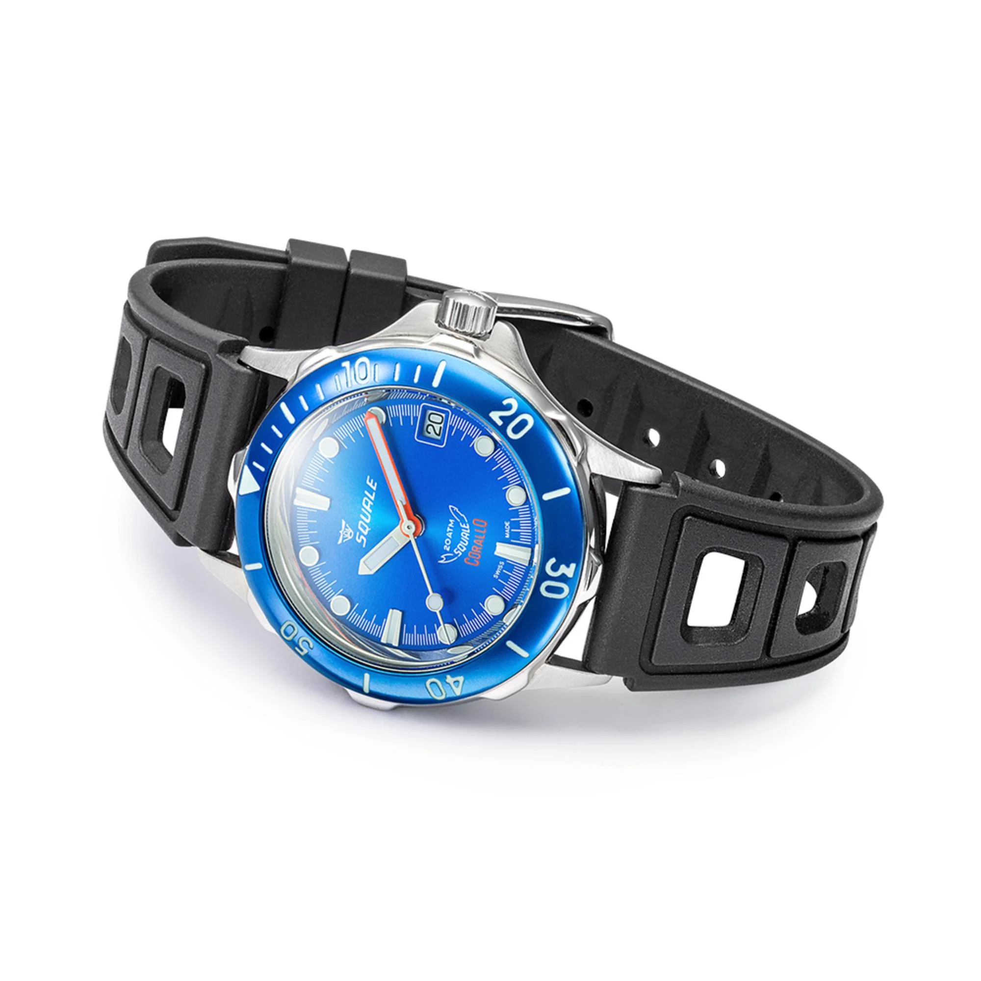 Squale Corallo NOS 2008 Automatic Sunray Blue Dial Rubber Strap Men's Watch CORALBLBL.RBK - Image 3