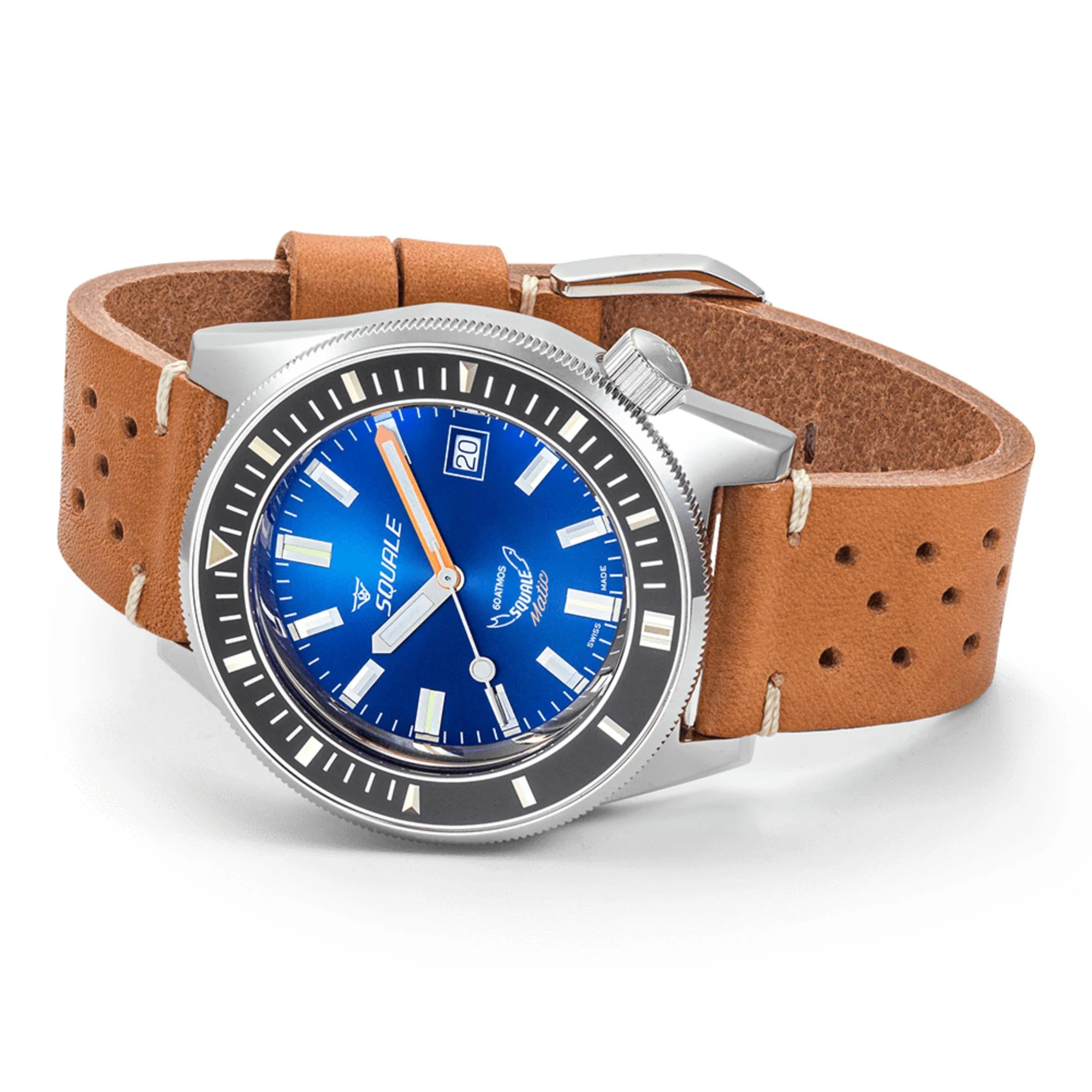 Squale Matic Automatic Dark Blue Dial Leather Strap Men's Watch MATICXSB.PTC - Image 4