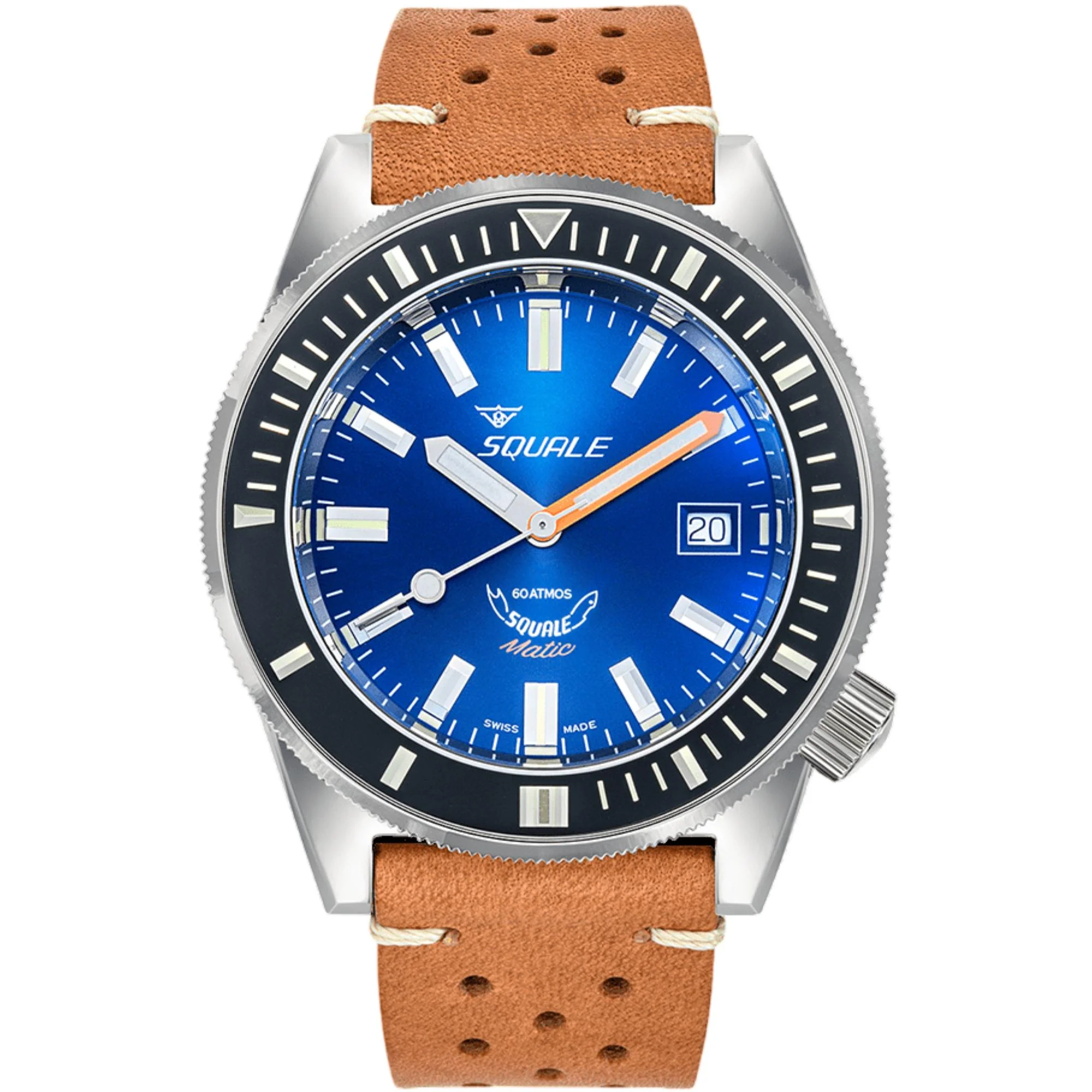 Squale Matic Automatic Dark Blue Dial Leather Strap Men's Watch MATICXSB.PTC - Image 5