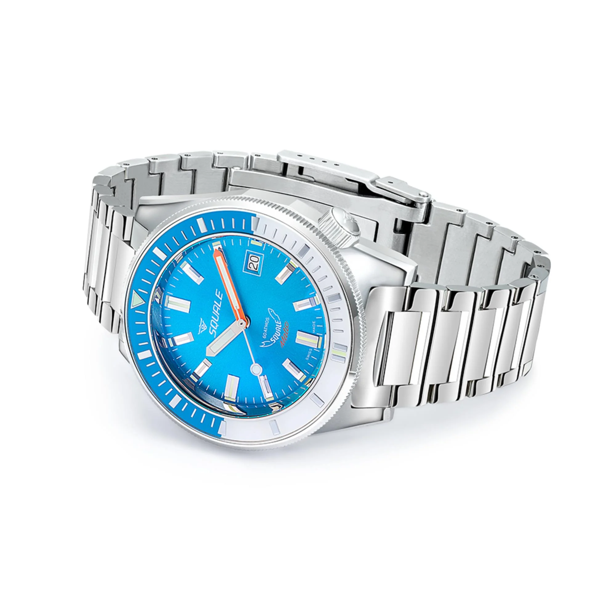 Squale Matic Automatic Light Blue Dial Steel Strap Men's Watch MATICXSE.SQ22L - Image 4