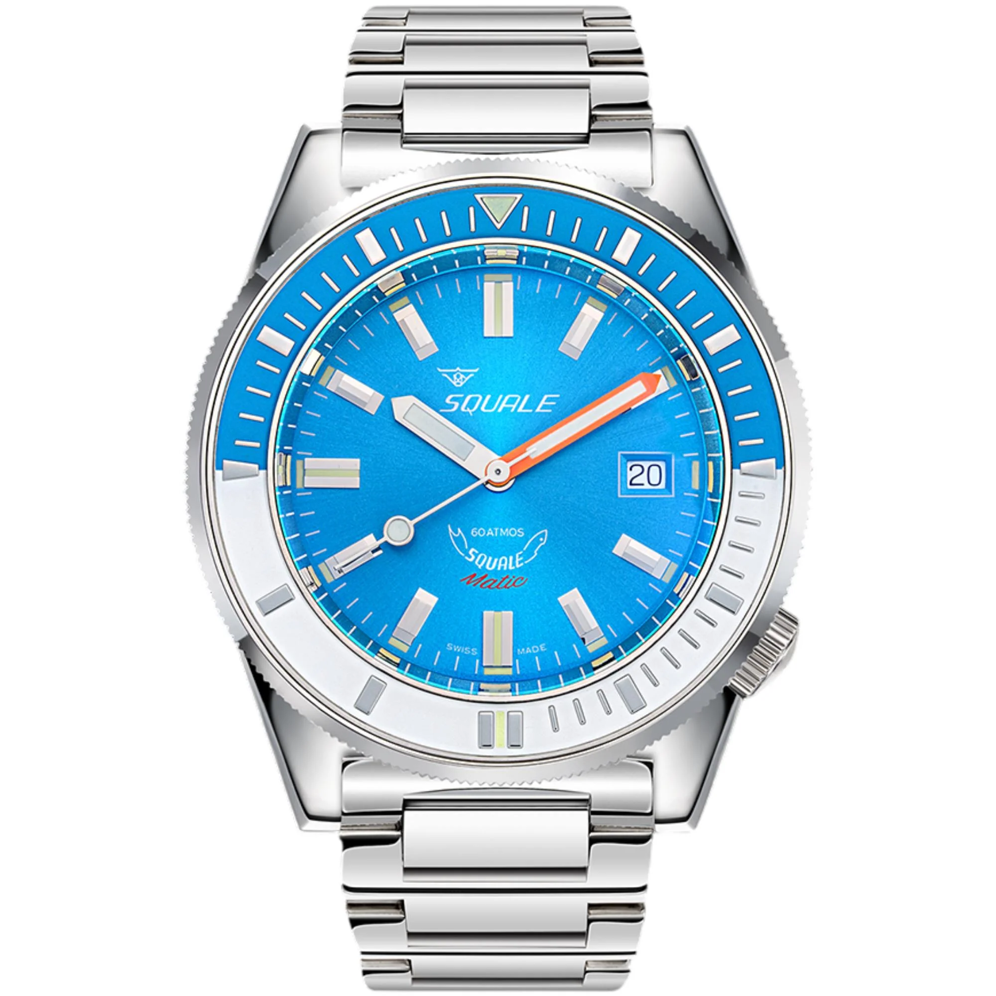 Squale Matic Automatic Light Blue Dial Steel Strap Men's Watch MATICXSE.SQ22L - Image 5