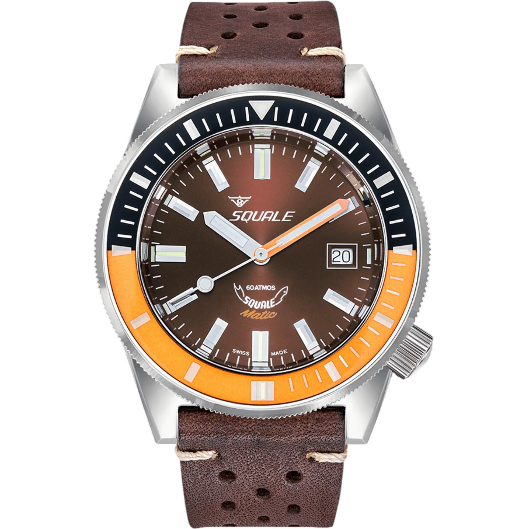 Squale Matic Chocolate Automatic Brown Dial Leather Strap Men's Watch MATICXSD.PTS - Image 5