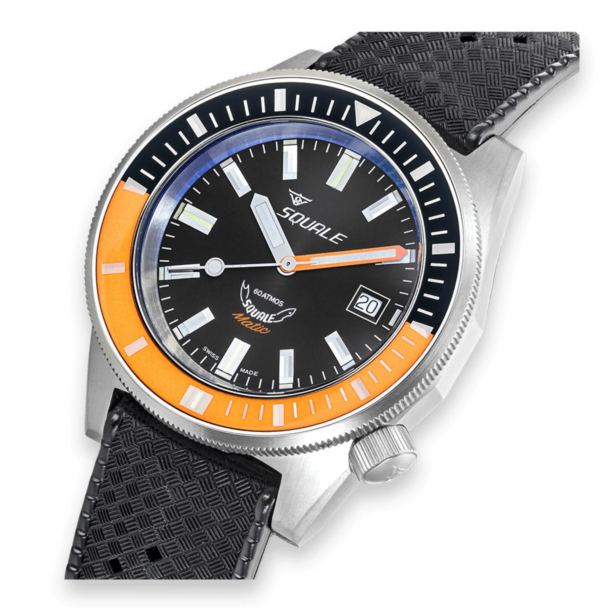 Squale Matic Satin Orange Automatic Black Dial Rubber Strap Men's Watch MATICXSC.HT - Image 3