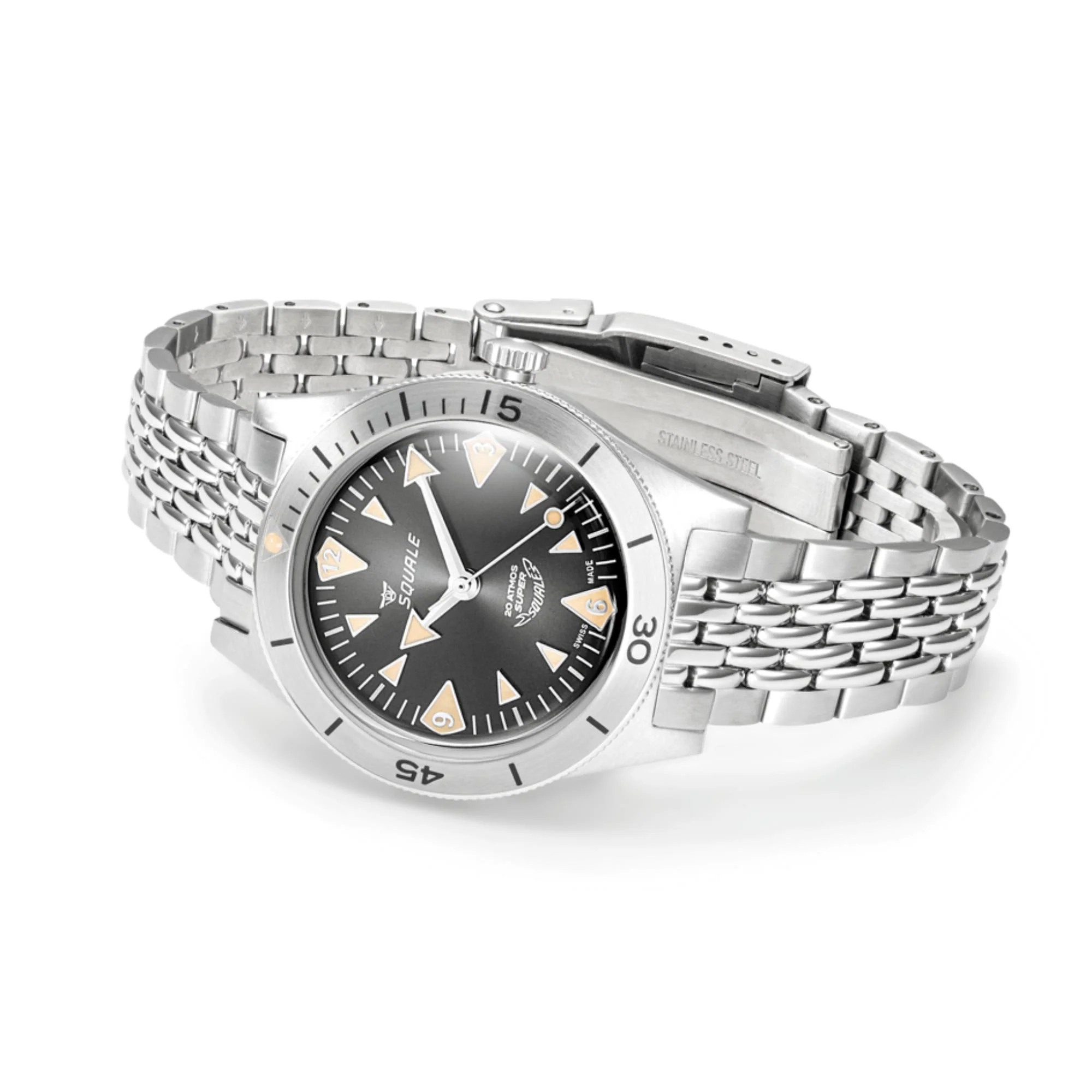 Squale Super-Squale Big Arrows Automatic Black Dial Steel Strap Men's Watch SUPERSSABK.AC - Image 9