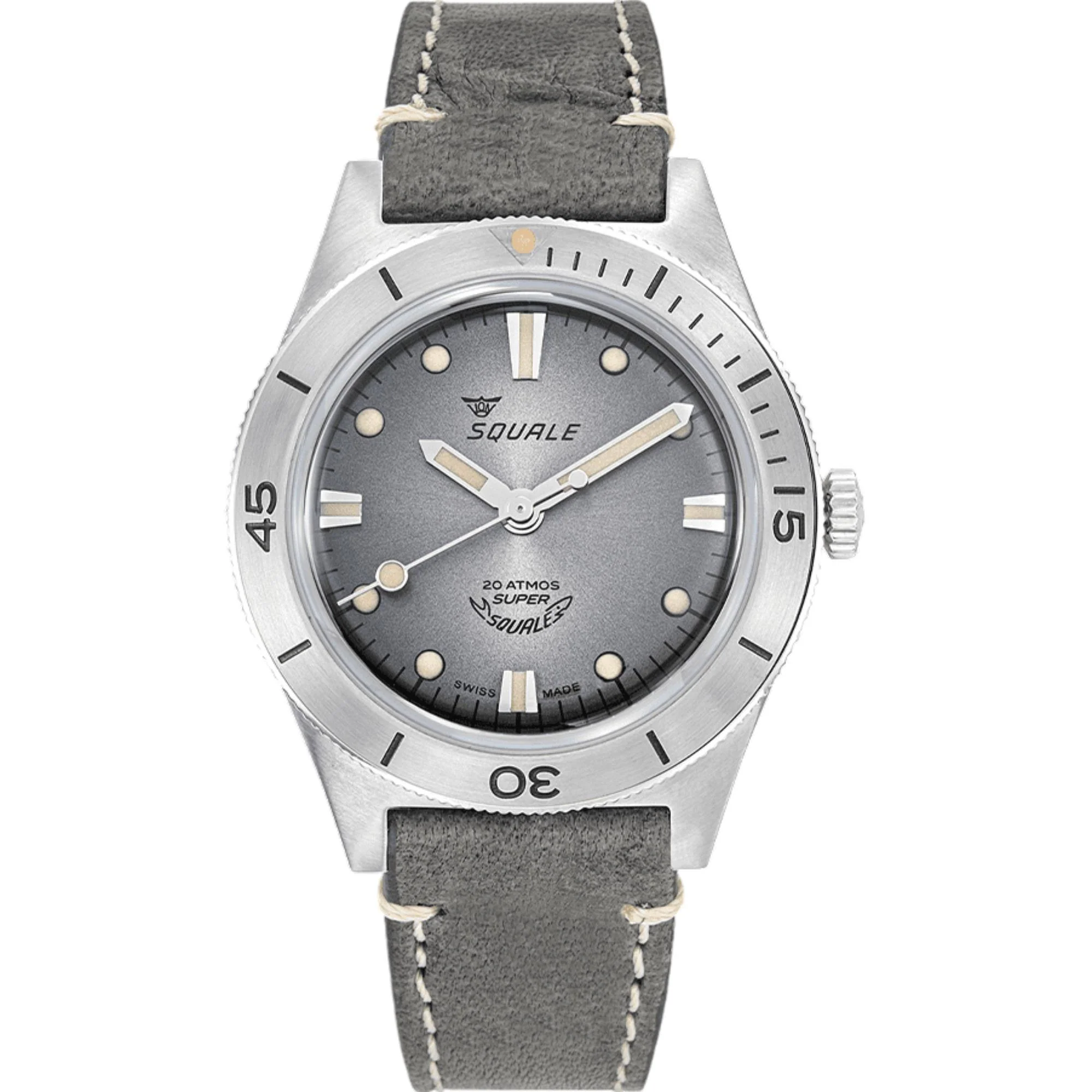Squale Super-Squale Sunray Automatic Grey Dial Leather Strap Men's Watch SUPERSSG.PG