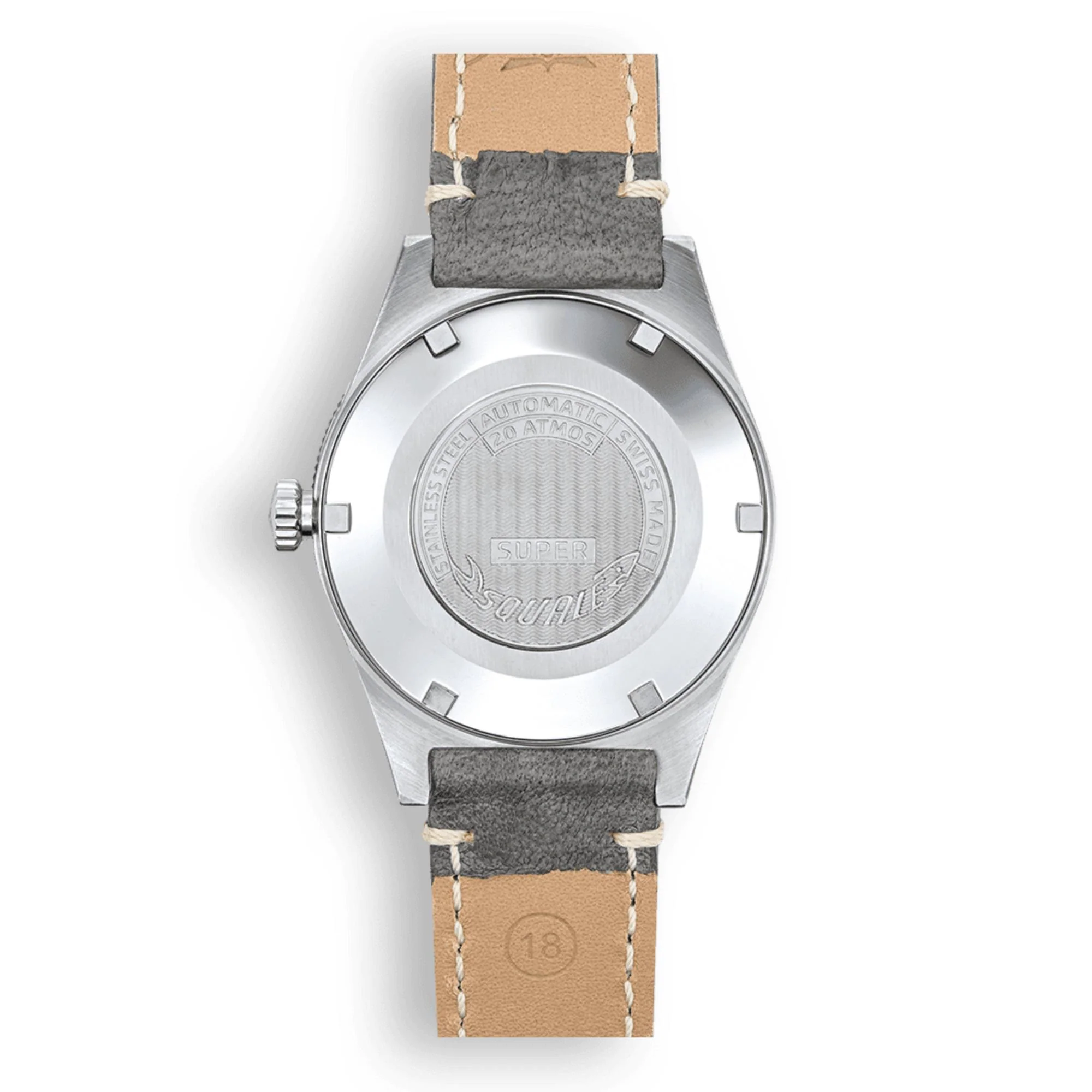 Squale Super-Squale Sunray Automatic Grey Dial Leather Strap Men's Watch SUPERSSG.PG - Image 2