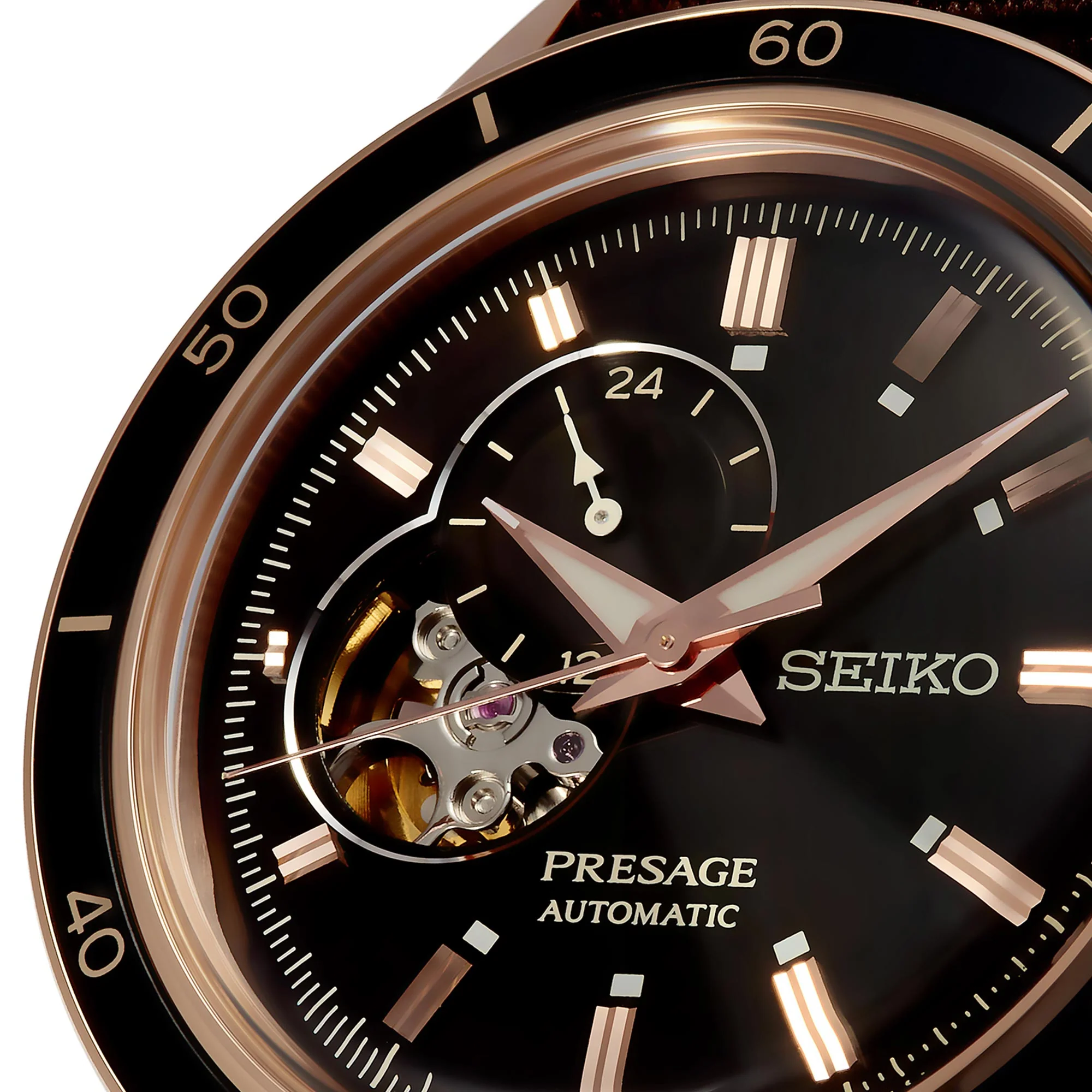 Seiko Presage Style 60's Automatic Black Open Heart Dial Brown NATO Strap Men's Watch SSA426J1 - Image 11