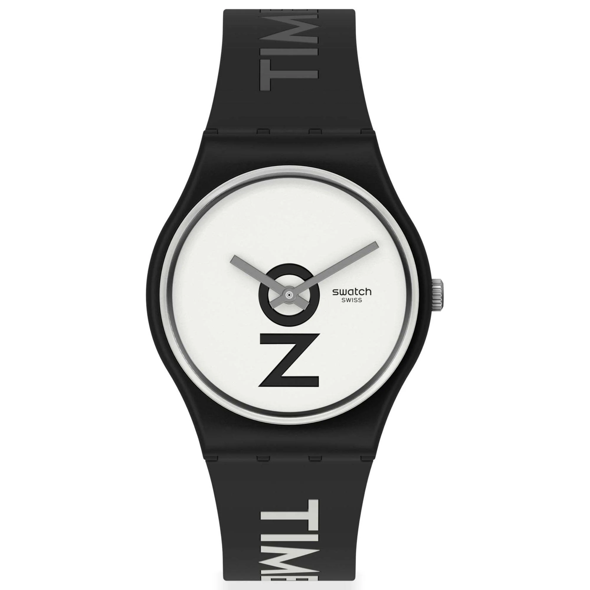 Swatch Always There Quartz White Dial Black Silicone Strap Watch GB328