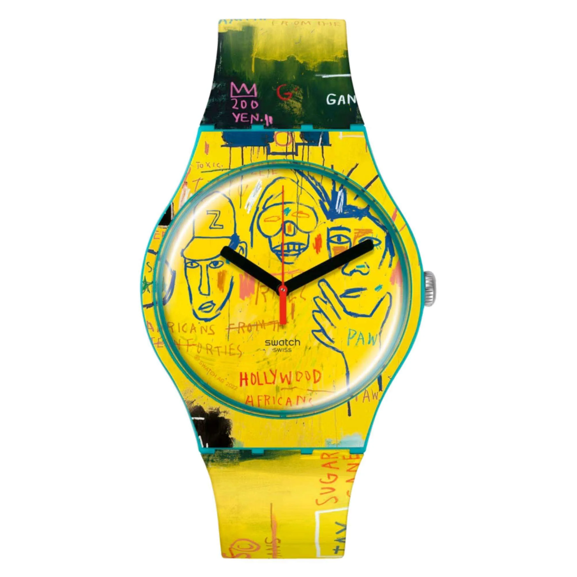 Swatch Art Journey "Hollywood Africans By JM Basquiat" Quartz Yellow Dial Unisex Watch SUOZ354