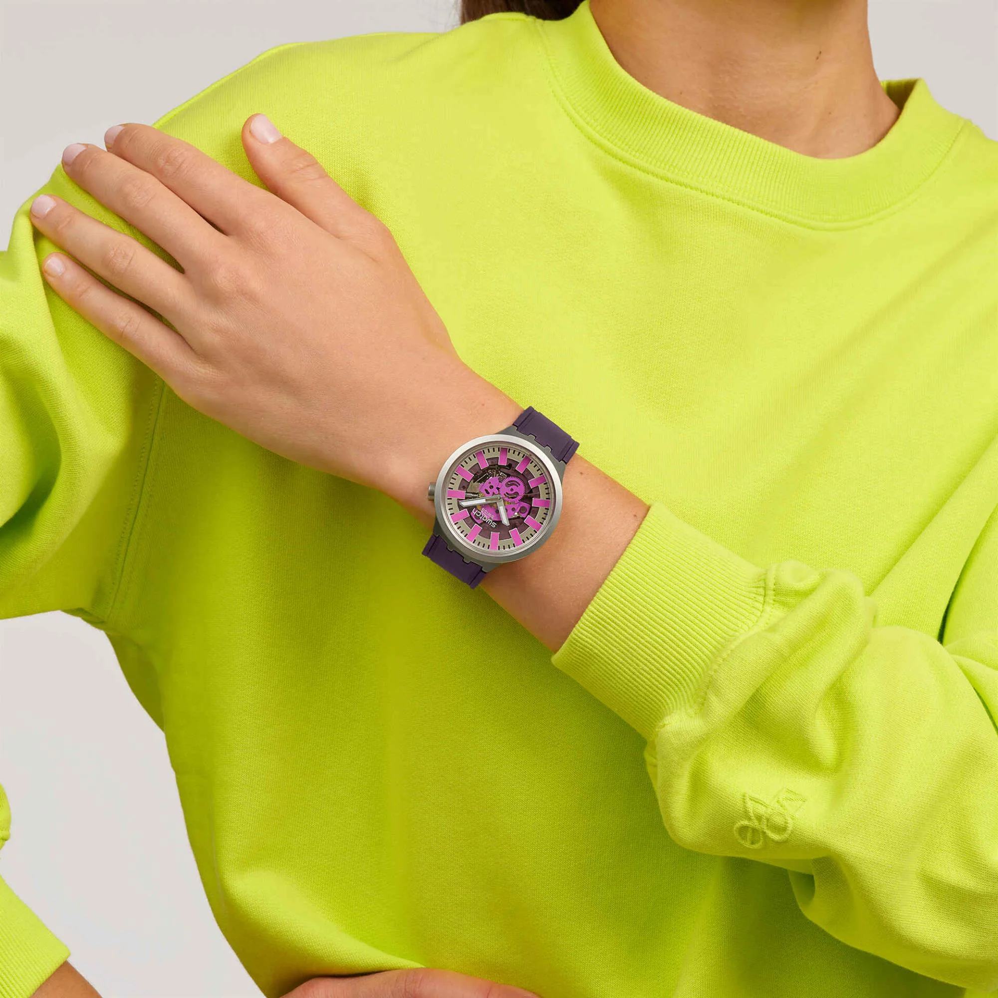 Swatch Audacious Acai Grey Dial Unisex Watch SB07S120 - Image 4