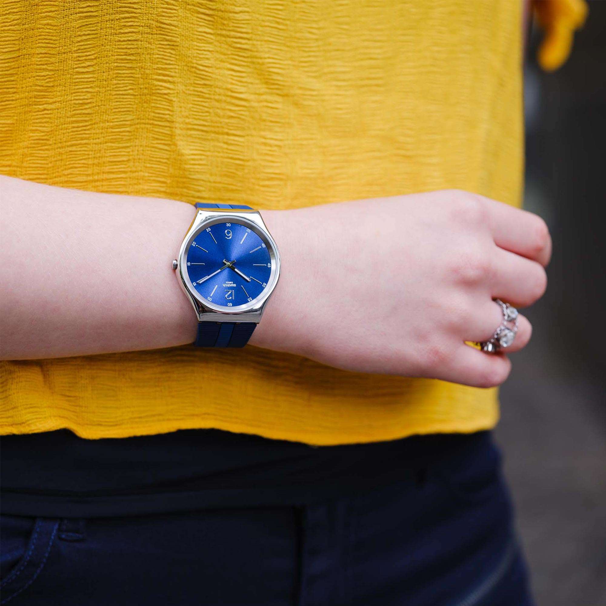 Swatch Bienne By Day Quartz Blue Dial Rubber Strap Watch SS07S111 - Image 5