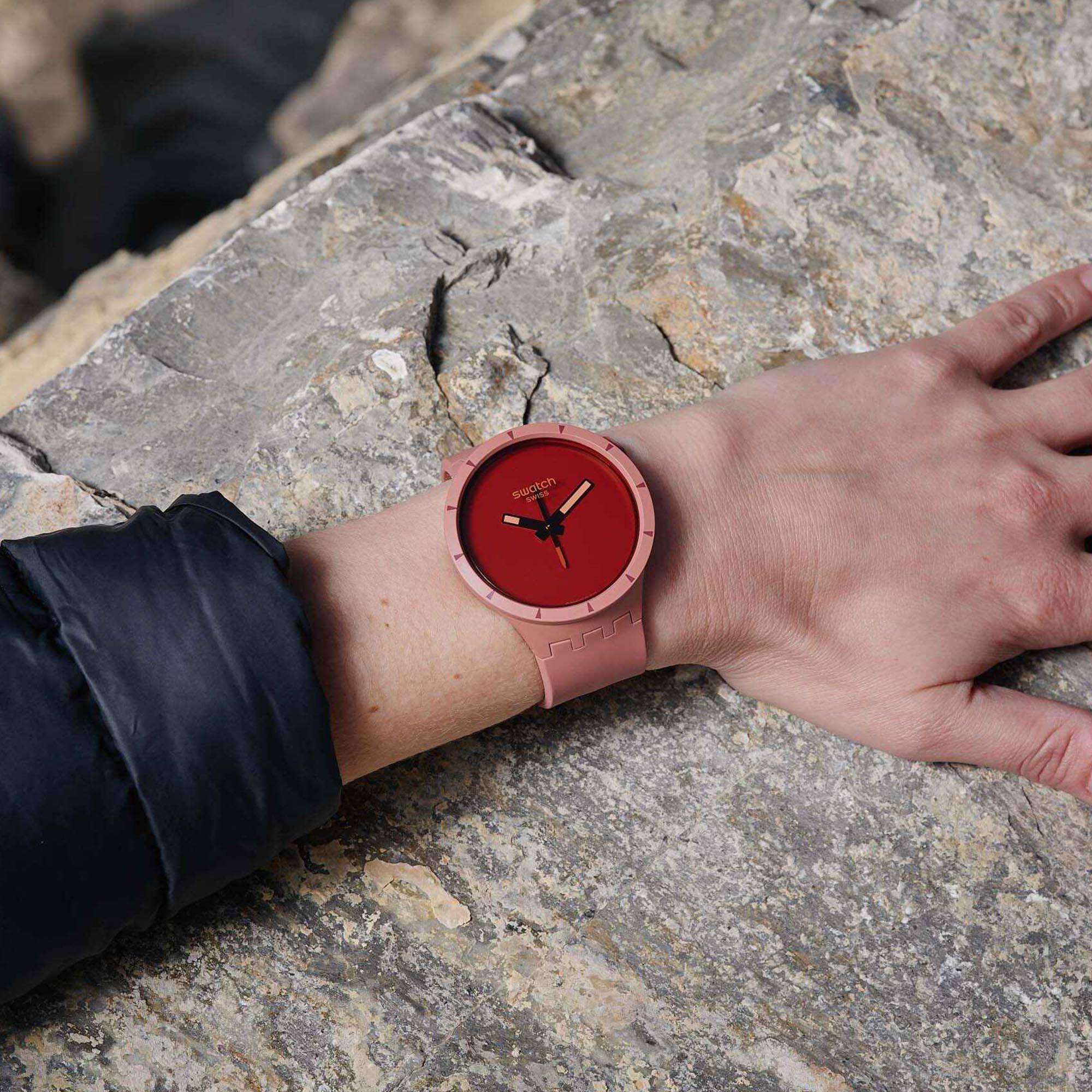 Swatch Big Bold Bioceramic Canyon Quartz Red Dial Red Silicone Strap Unisex Watch SB03R100 - Image 5