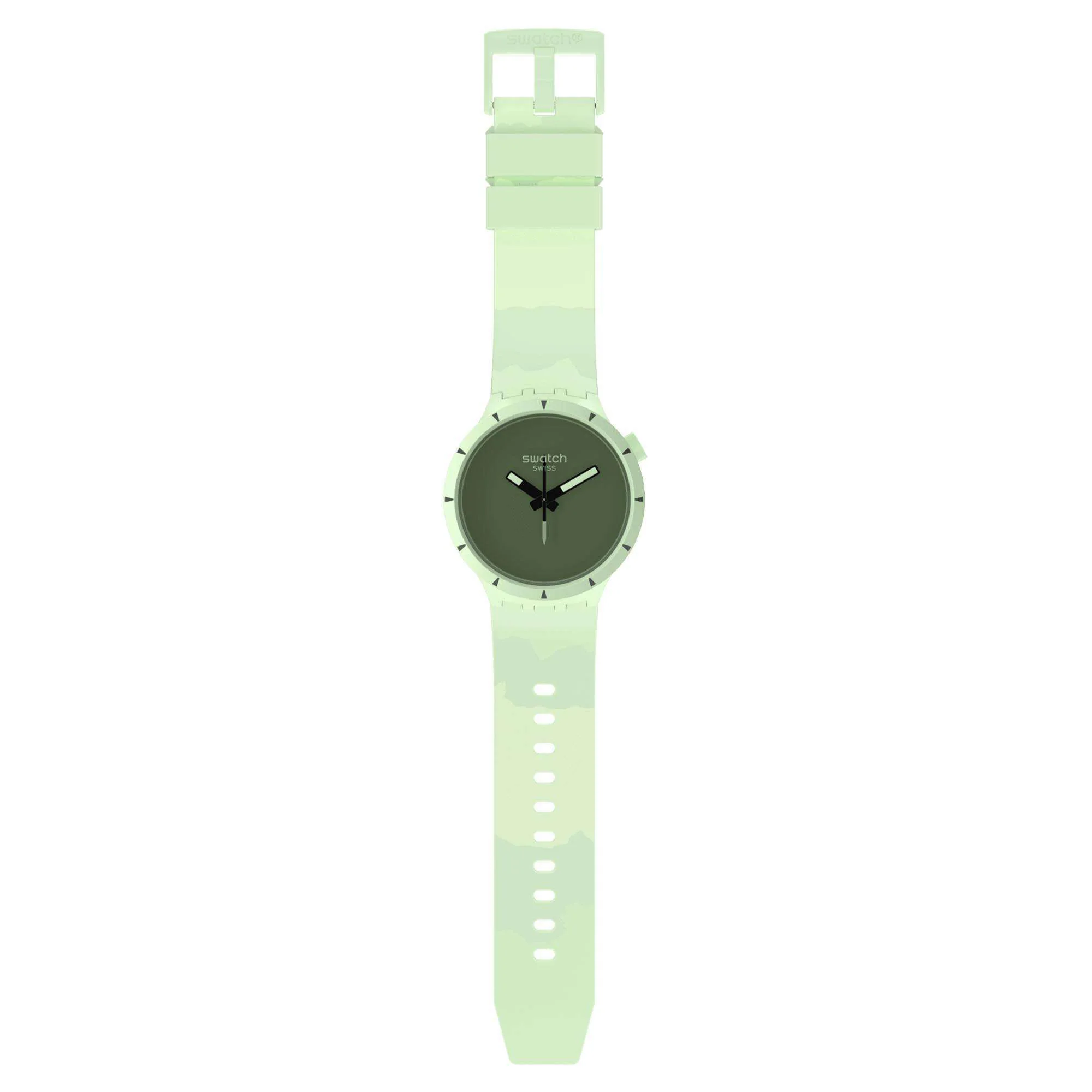 Swatch Big Bold Bioceramic Forest Quartz Green Dial Silicone Strap Unisex Watch SB03G100 - Image 5