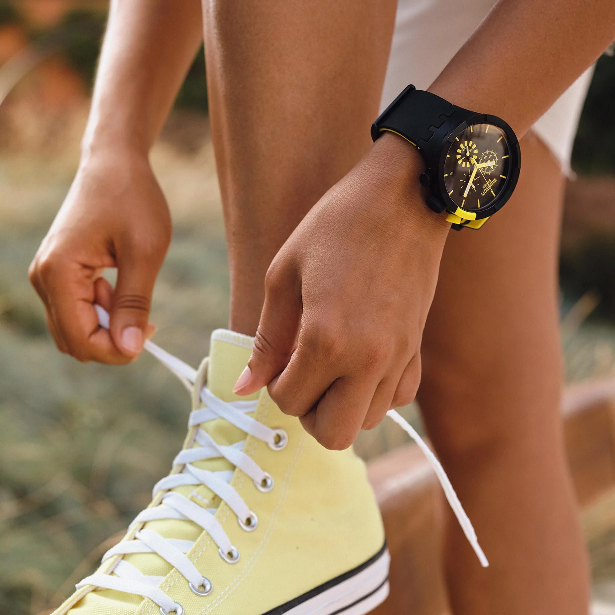Swatch Big Bold Chrono Checkpoint Yellow Quartz Movement Black Dial Silicone Strap Watch SB02B403 - Image 10