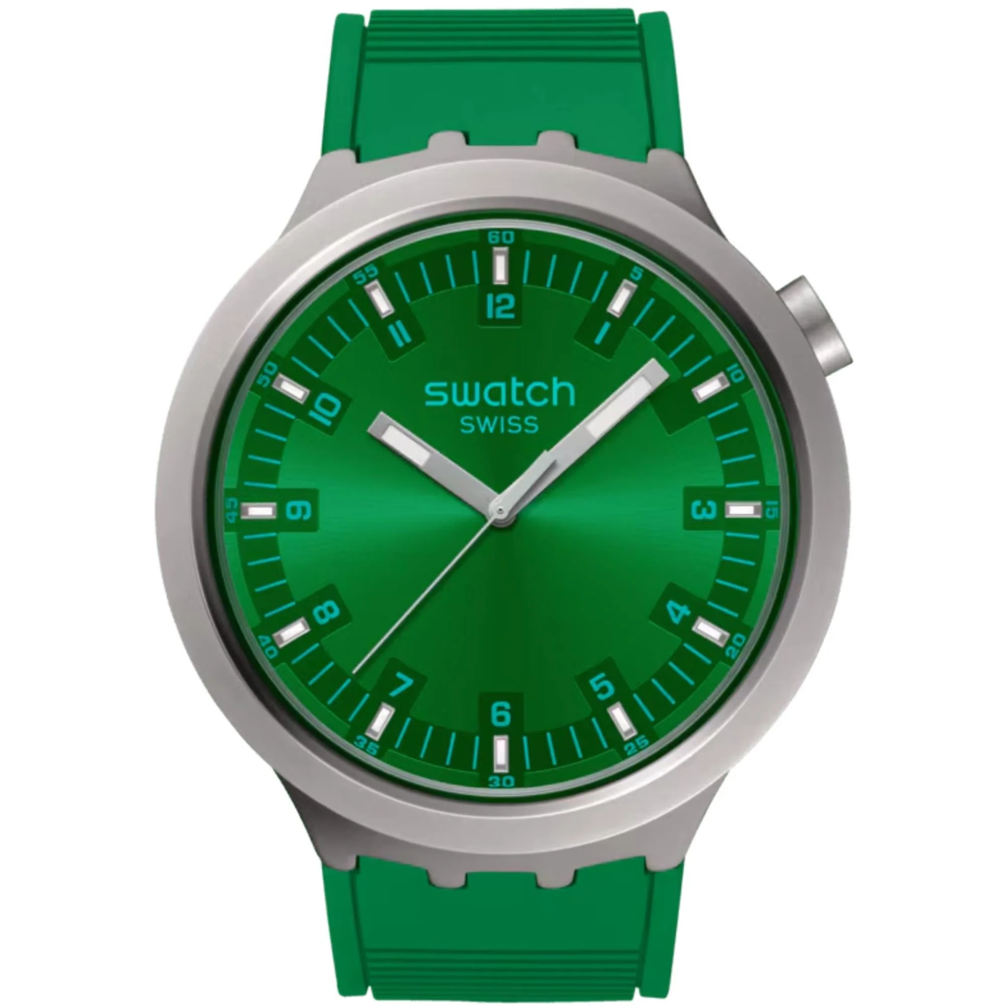 Swatch Big Bold Irony Forest Face Quartz Green Dial Stainless Steel Bracelet Unisex Watch SB07S101