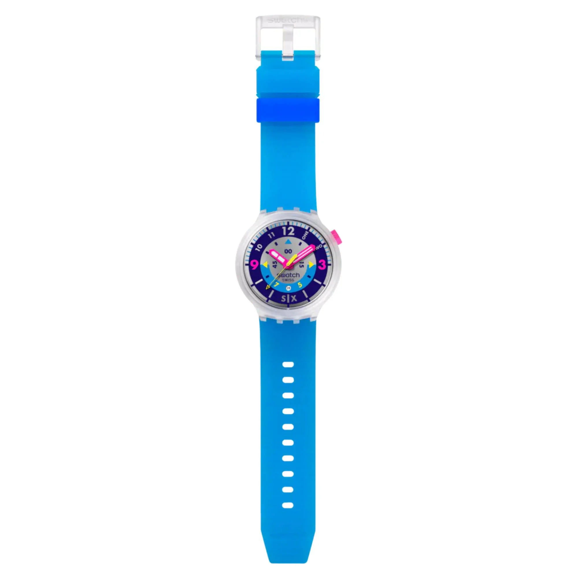 Swatch Big Bold Neon Hielo Quartz Purple Dial Silicone Strap Unisex Watch SB01K400 - Image 6