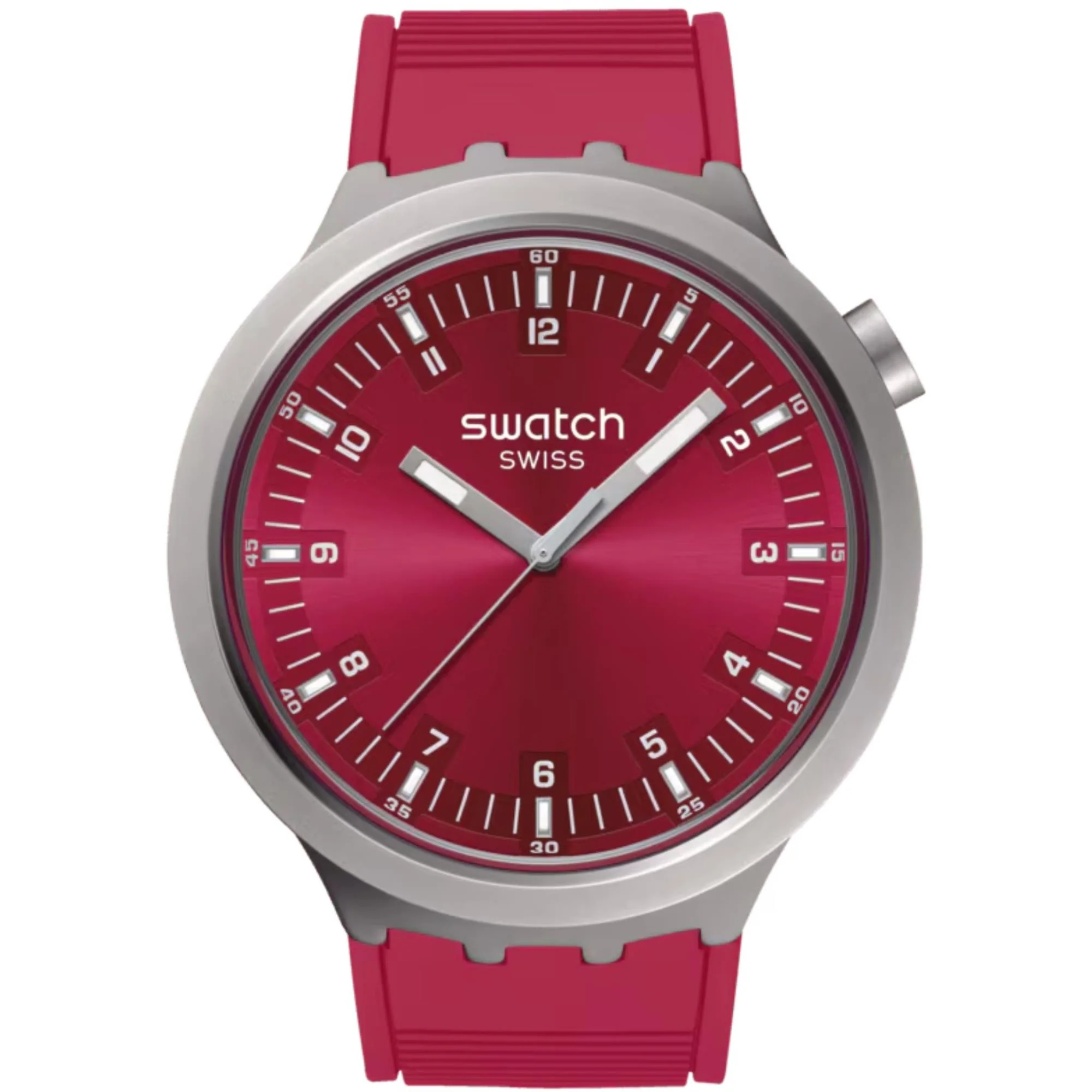 Swatch Big Bold Scarlett Shimmer Quartz Red Dial Stainless Steel Bracelet Unisex Watch SB07S104 - Image 4