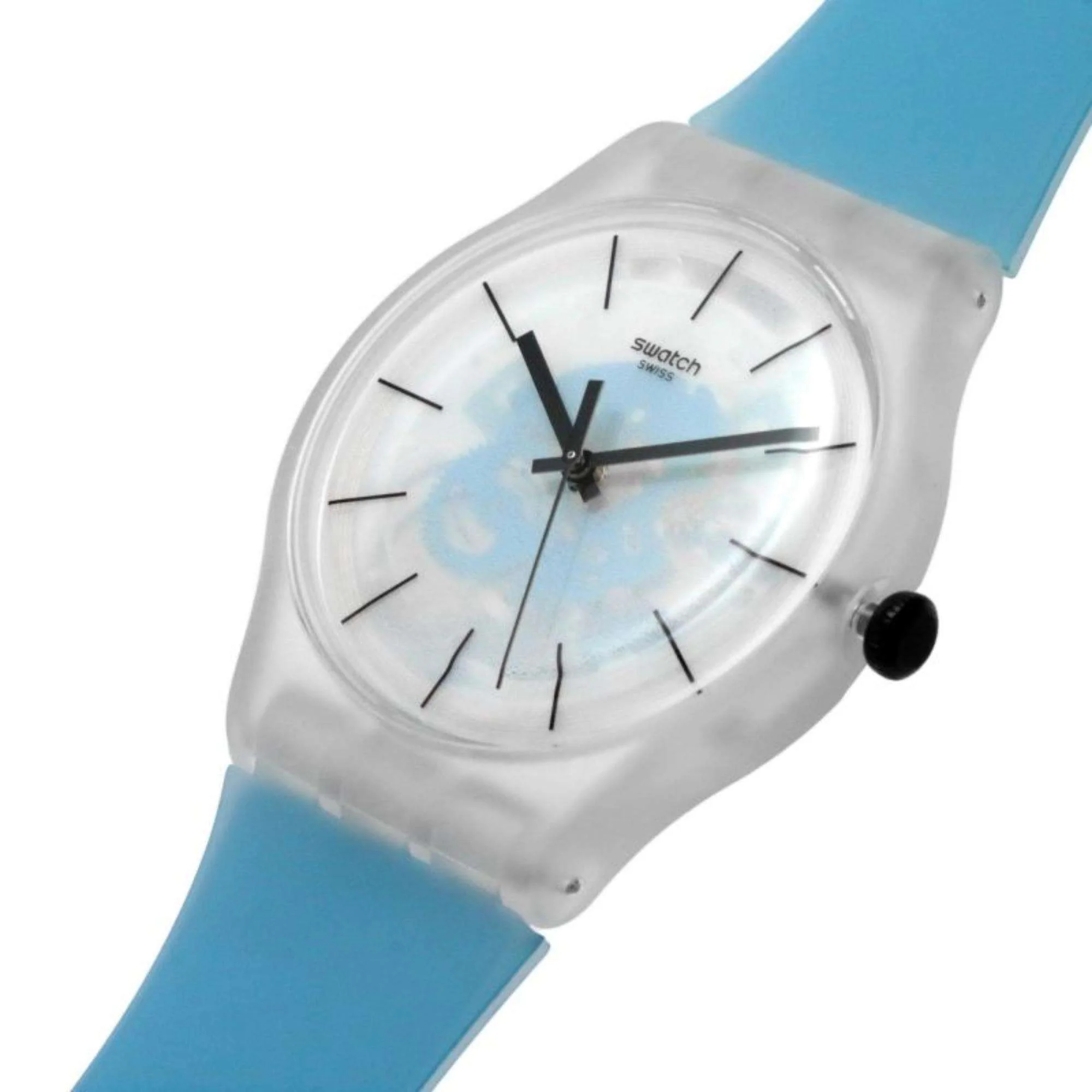 Swatch BLUEDAZEPAY! Transparent Dial Silicone Strap Unisex Watch SO29K112-5300 - Image 4