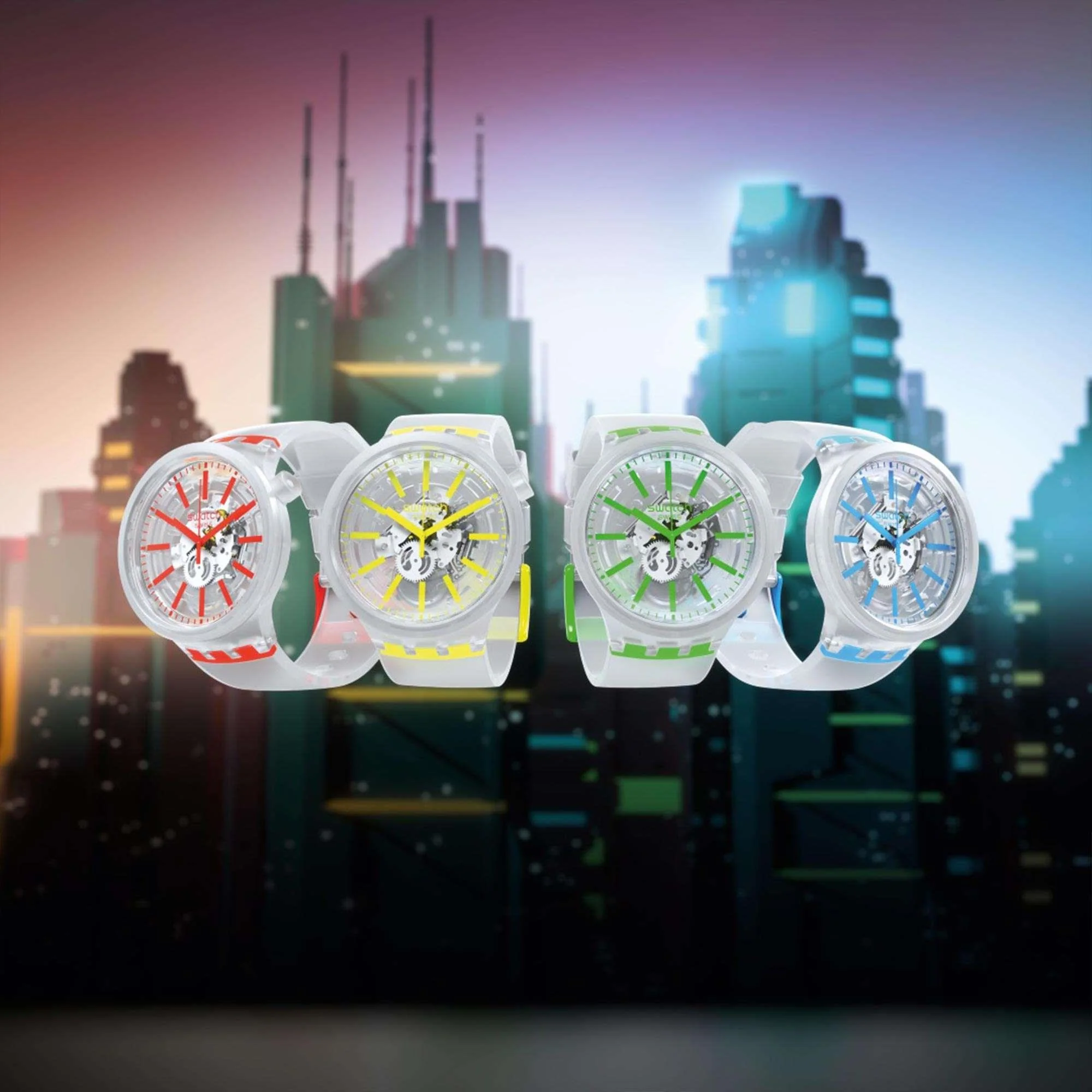 Swatch BlueInJelly Quartz Transparent Dial Silicone Strap Watch SO27E105 - Image 10