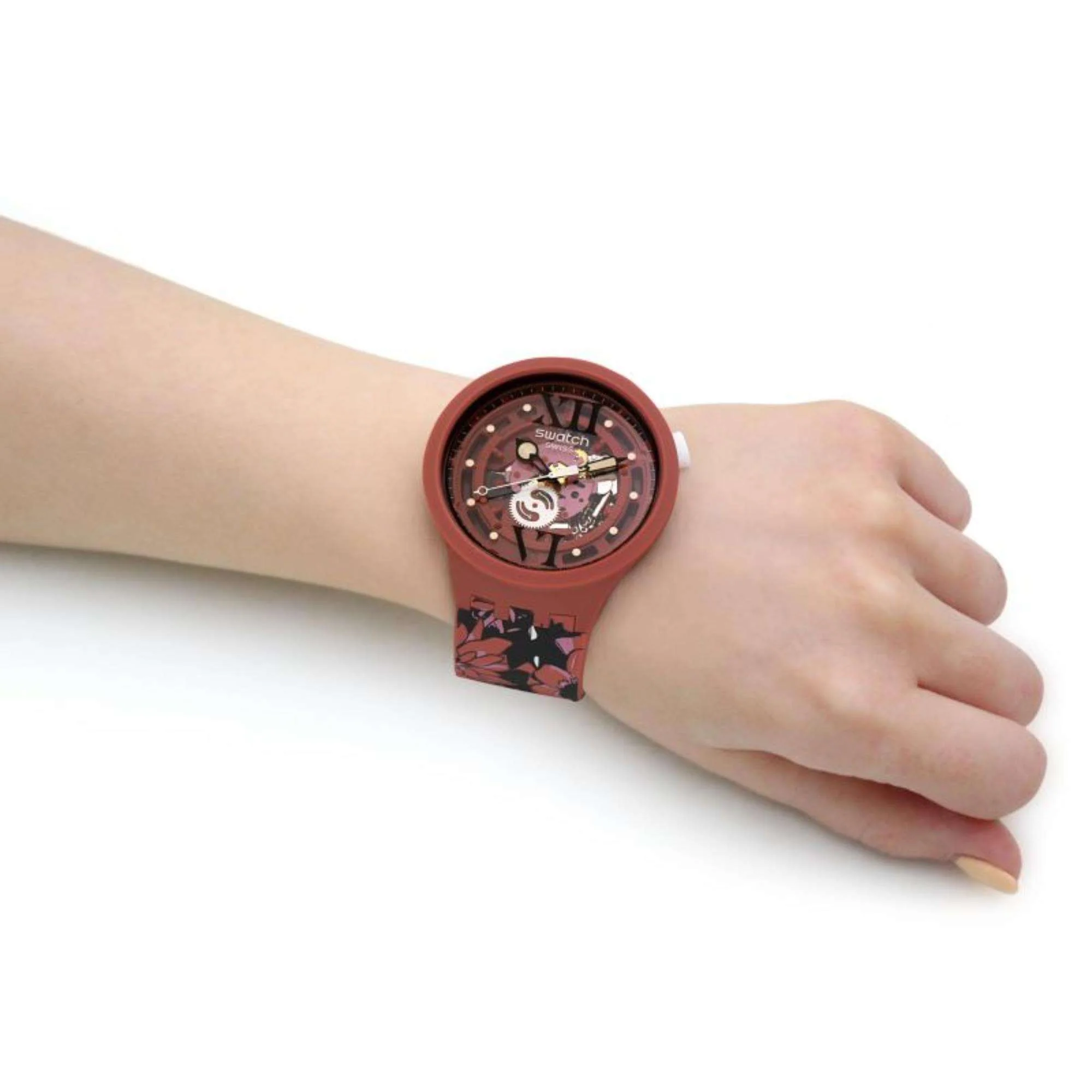 SWATCH CAMOFLOWER COTTON Big Bold Red Dial Watch SB05C100 - Image 4