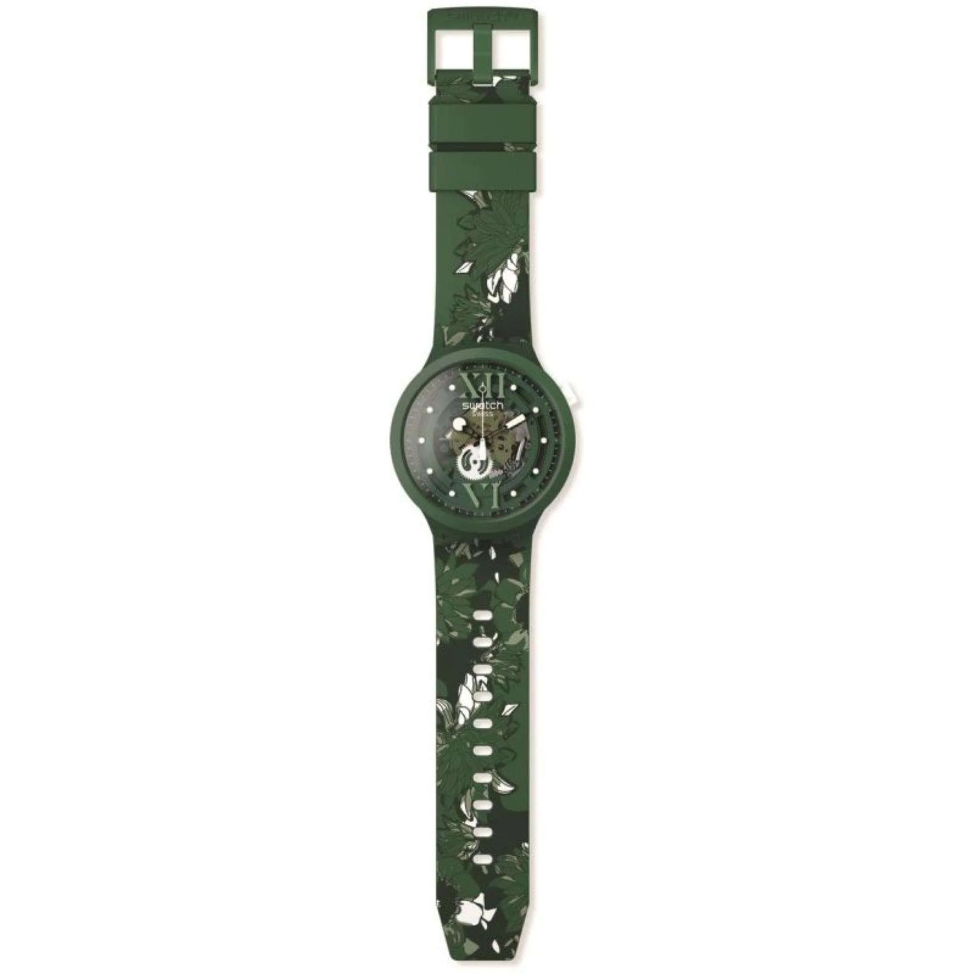 Swatch CAMOFLOWER GREEN Big Bold Bioceramic Watch SB05G104 - Image 2