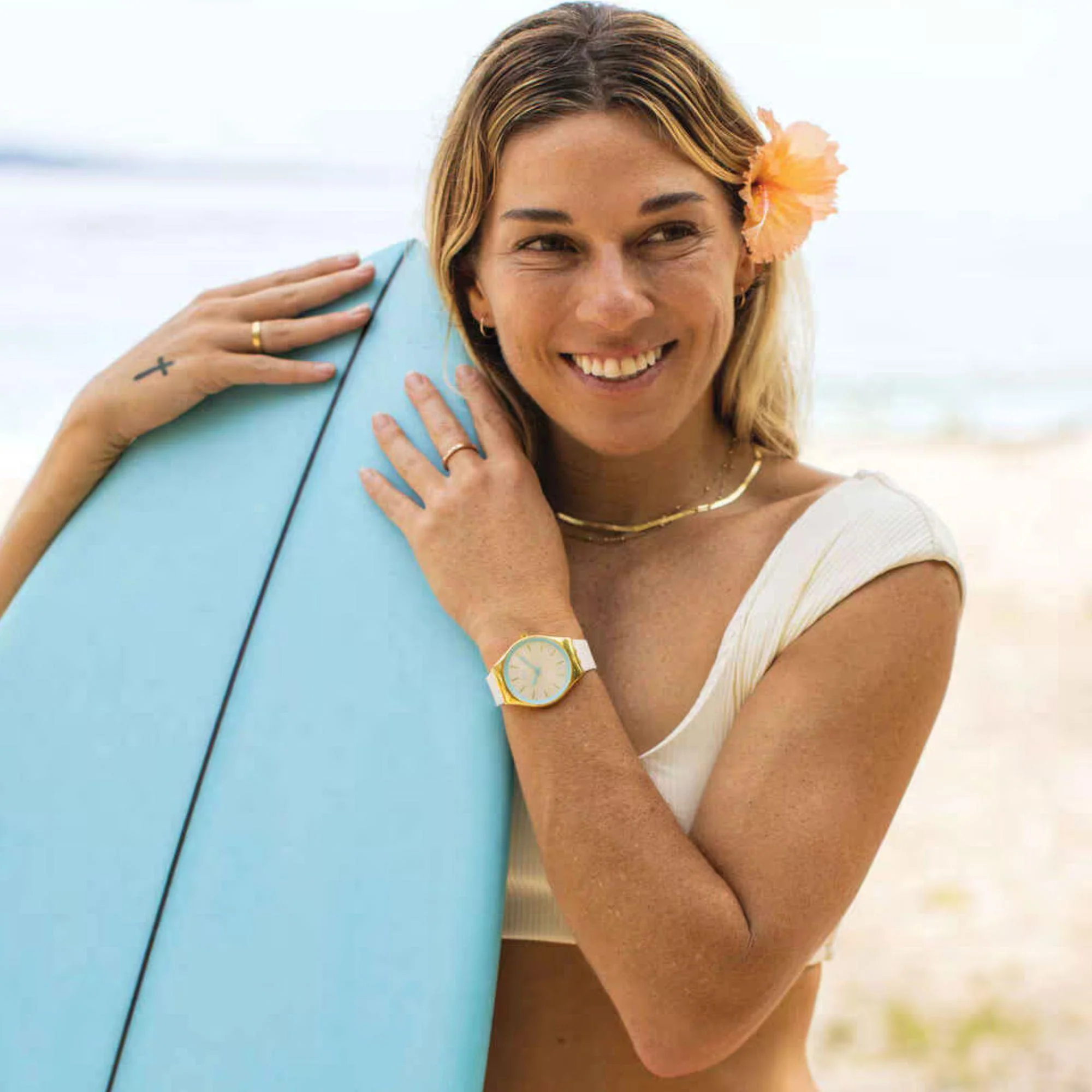 Swatch COCO HO BLU Ivory Dial Silicone Strap Watch SYXG127 - Image 13