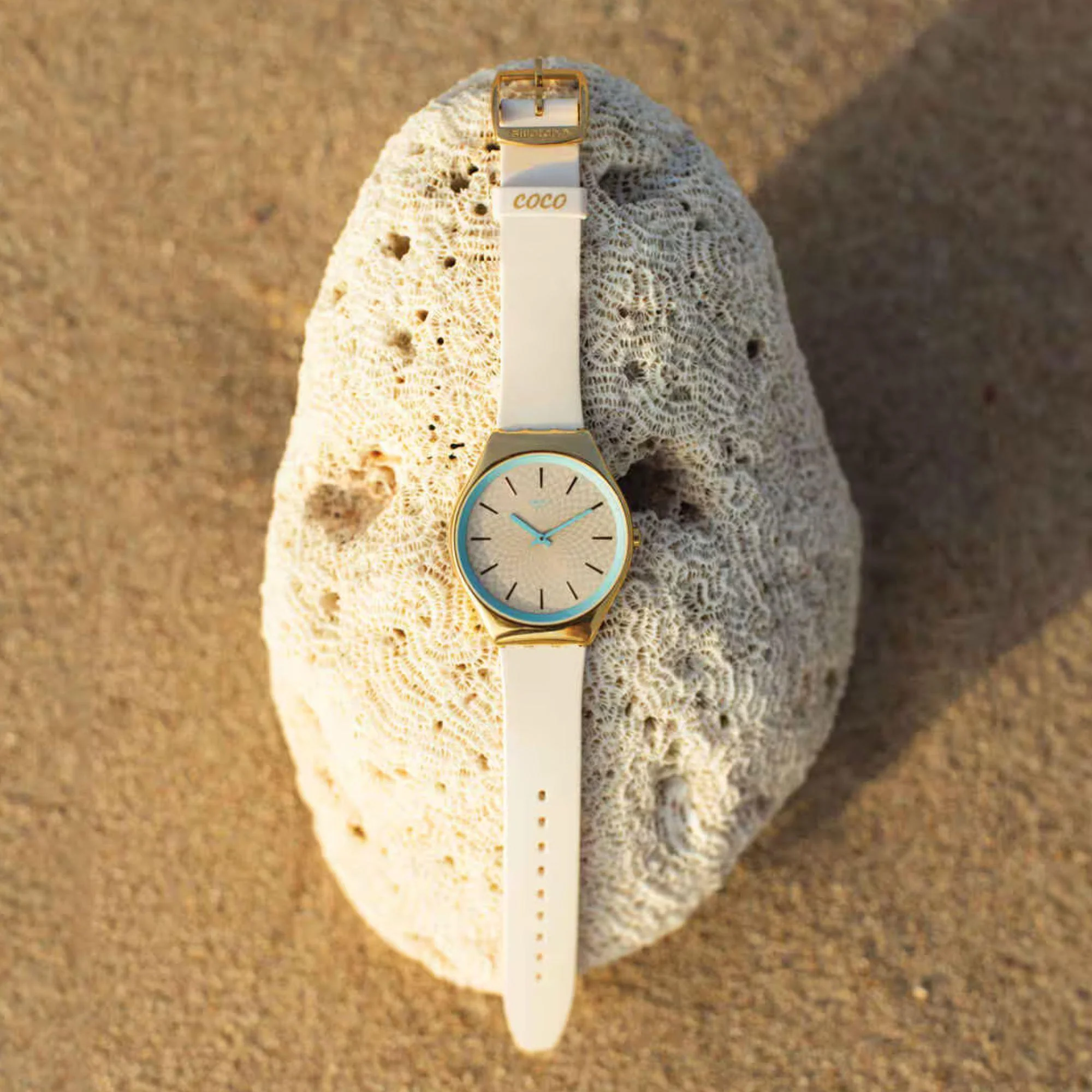 Swatch COCO HO BLU Ivory Dial Silicone Strap Watch SYXG127 - Image 14