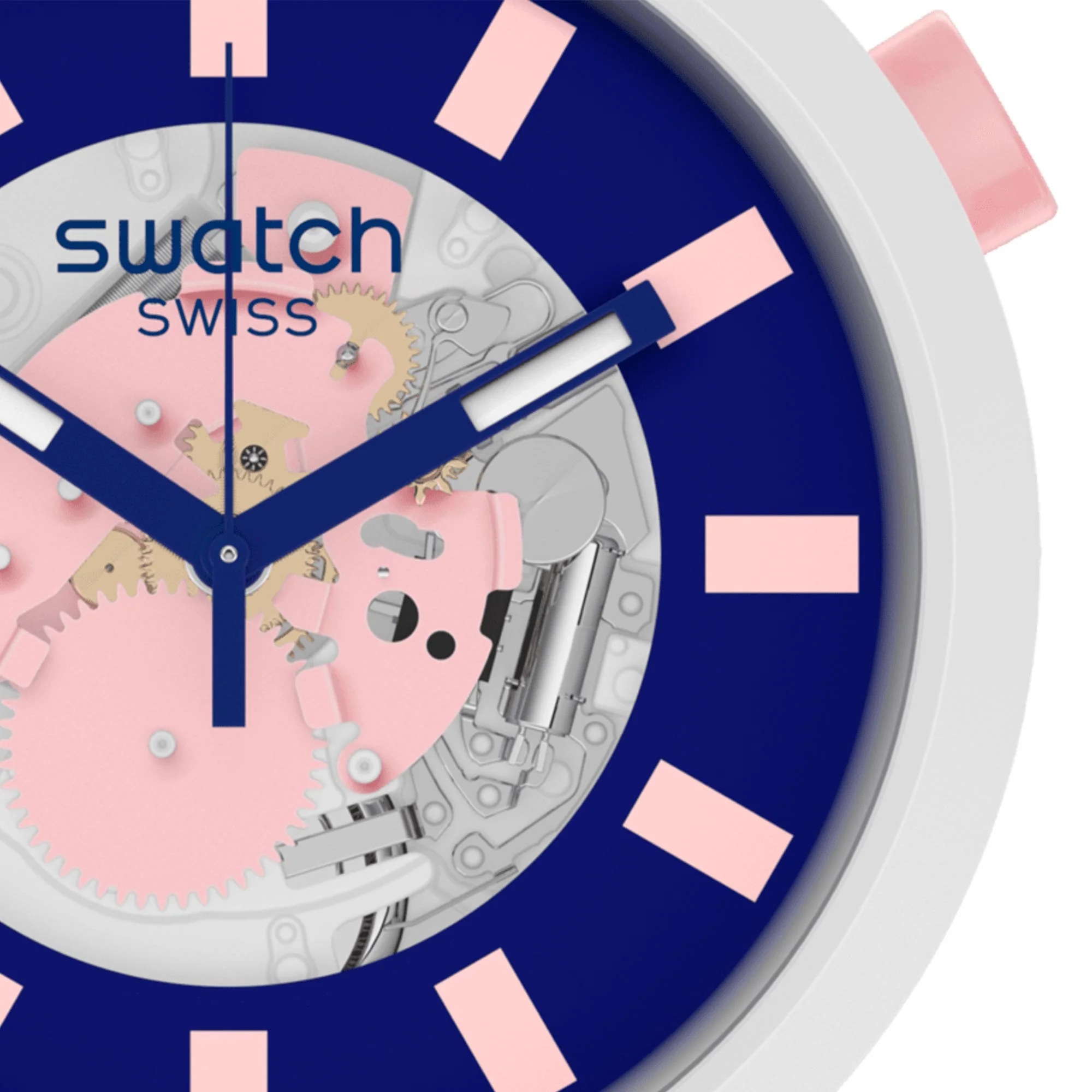 Swatch Diversipink Quartz Movement Blue Dial Silicone Strap Watch SB03M105 - Image 5