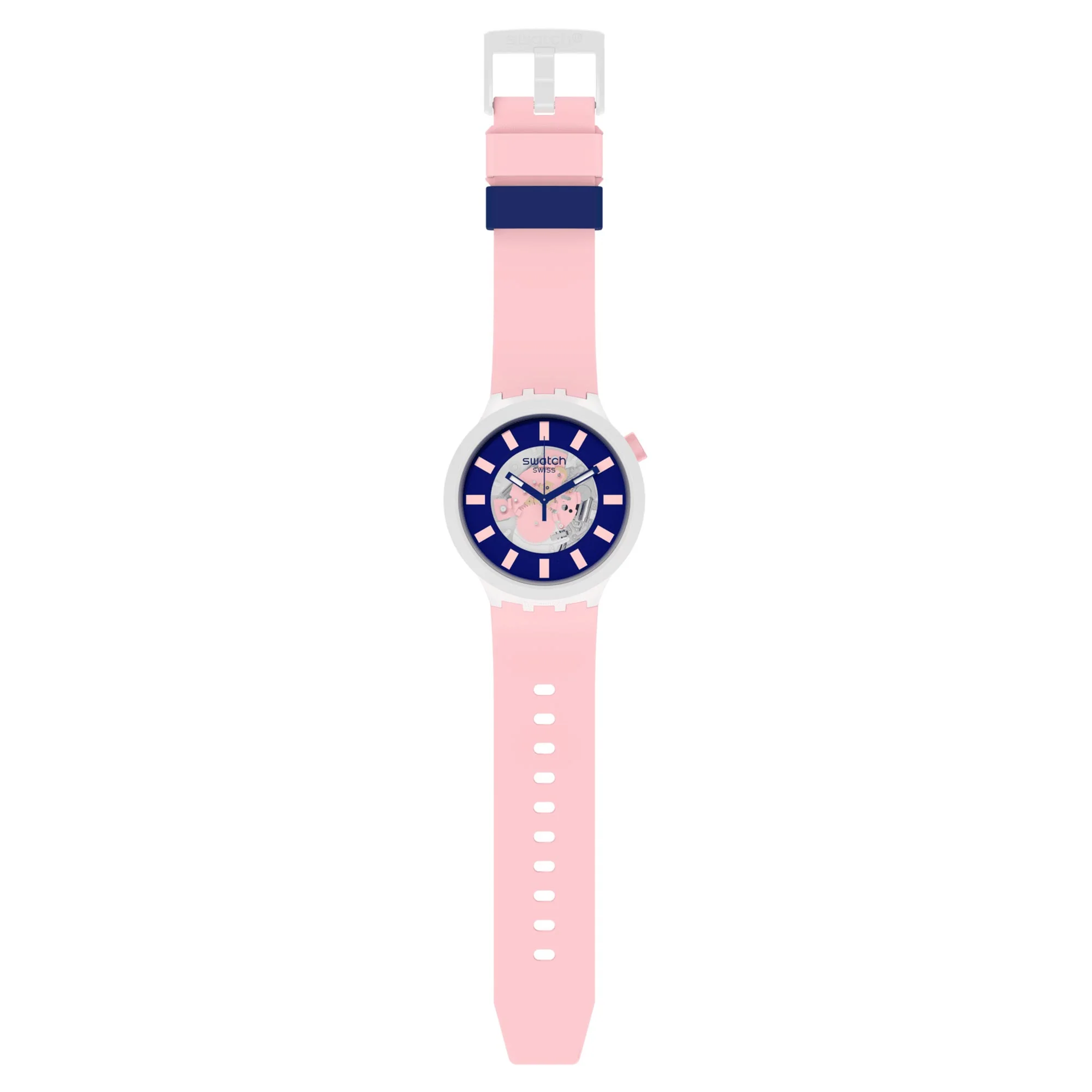 Swatch Diversipink Quartz Movement Blue Dial Silicone Strap Watch SB03M105 - Image 6