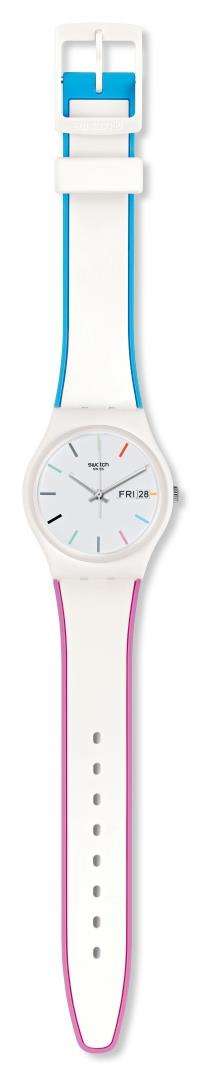 Swatch Edgyline White Plastic Case White Dial Silicone Strap Ladies Watch GW708 - Image 2