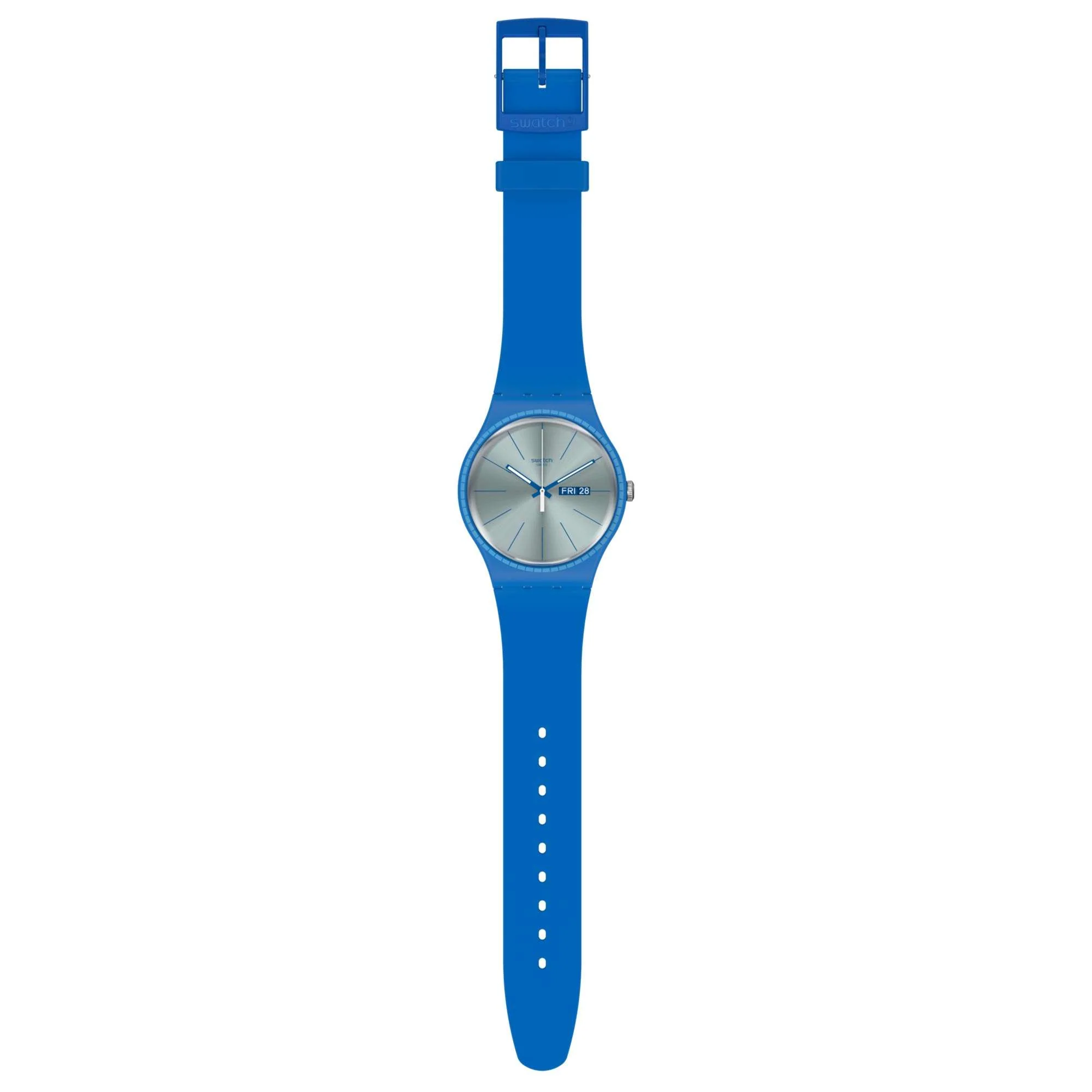 Swatch Essentials Blue Rails Quartz Movement Silver Dial Silicone Bracelet Men's Watch SUON714 - Image 2
