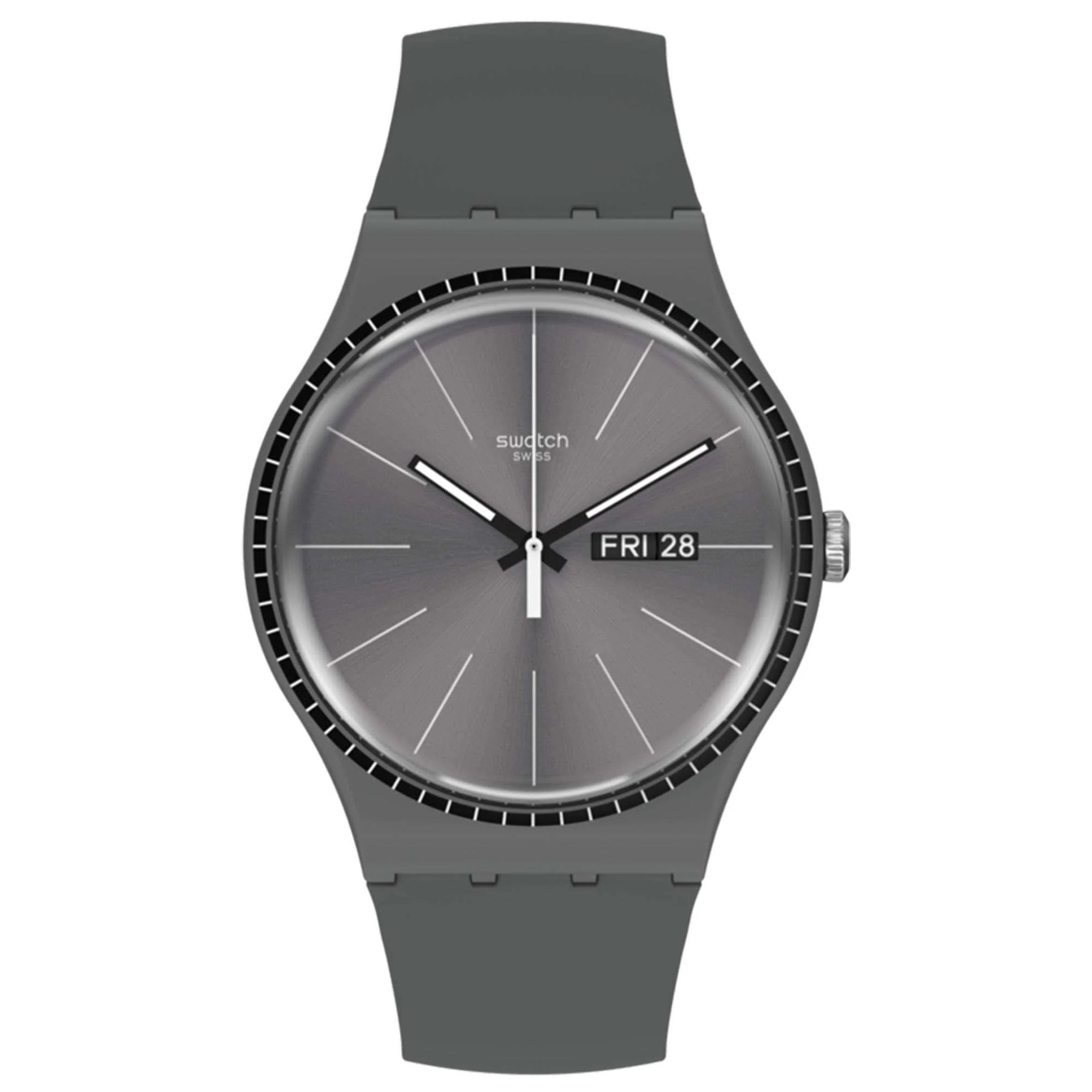 Swatch Essentials Grey Rails Quartz Movement Grey Dial Silicone Bracelet Men's Watch SUOM709 - Image 2