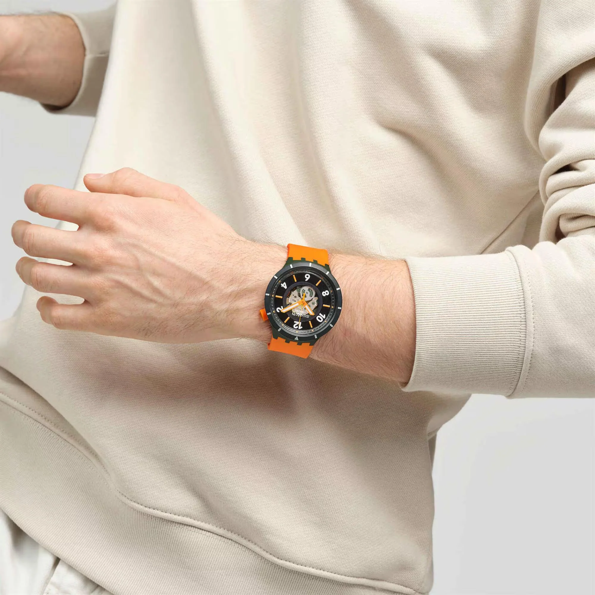 Swatch Big Bold Fall-Iage Black Dial Silicone Strap Unisex Watch SB03G107 - Image 3