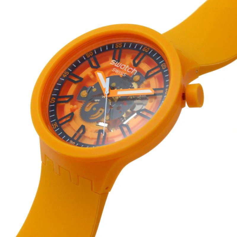 Swatch Fresh Orange Skeleton Dial & Orange Strap Unisex Watch SB01O101 - Image 9