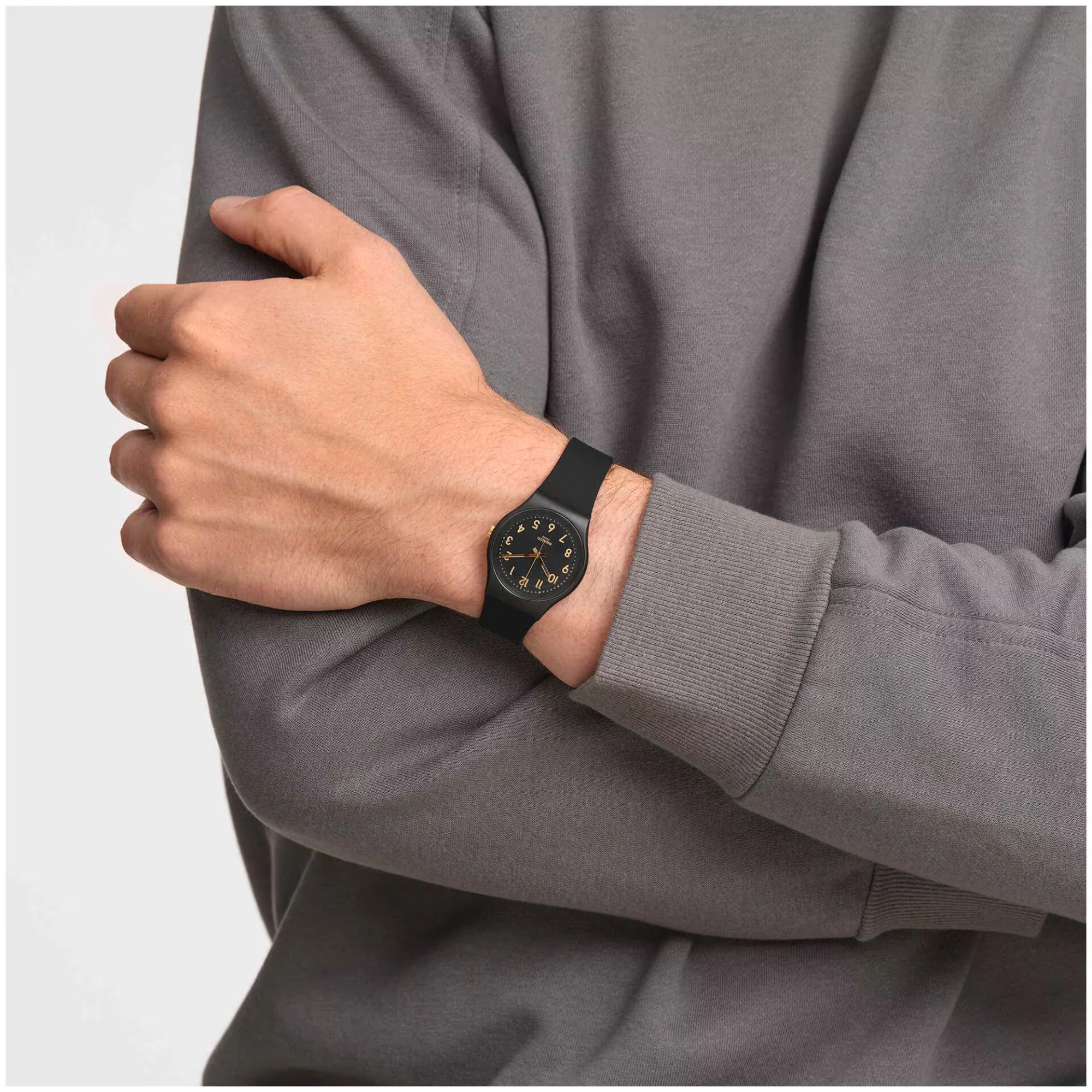 Swatch Golden Tac Black Bio-sourced material Case Black Dial Unisex Watch SO28B113 - Image 5