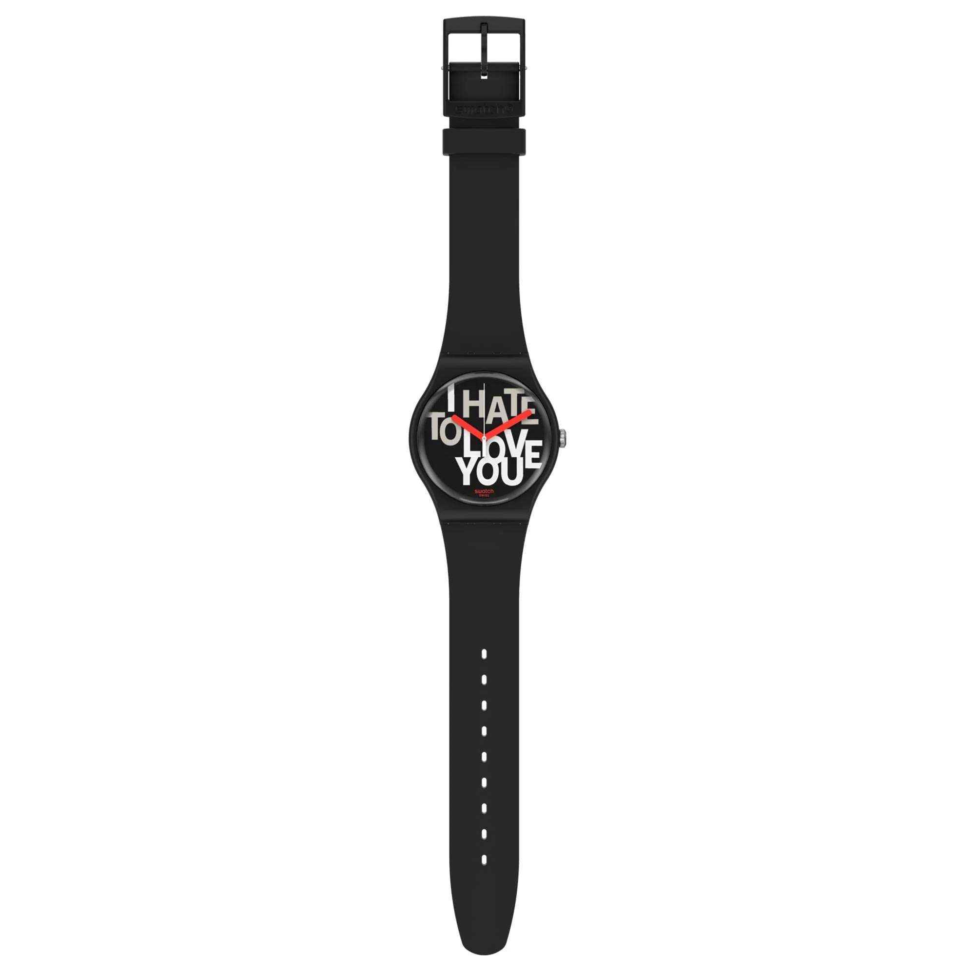 Swatch Hate 2 Love Quartz Black Dial Silicone Strap Watch SUOB185 - Image 2