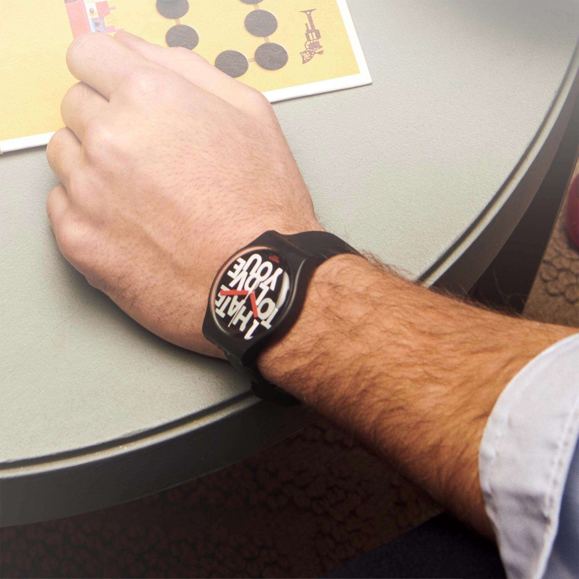 Swatch Hate 2 Love Quartz Black Dial Silicone Strap Watch SUOB185 - Image 3