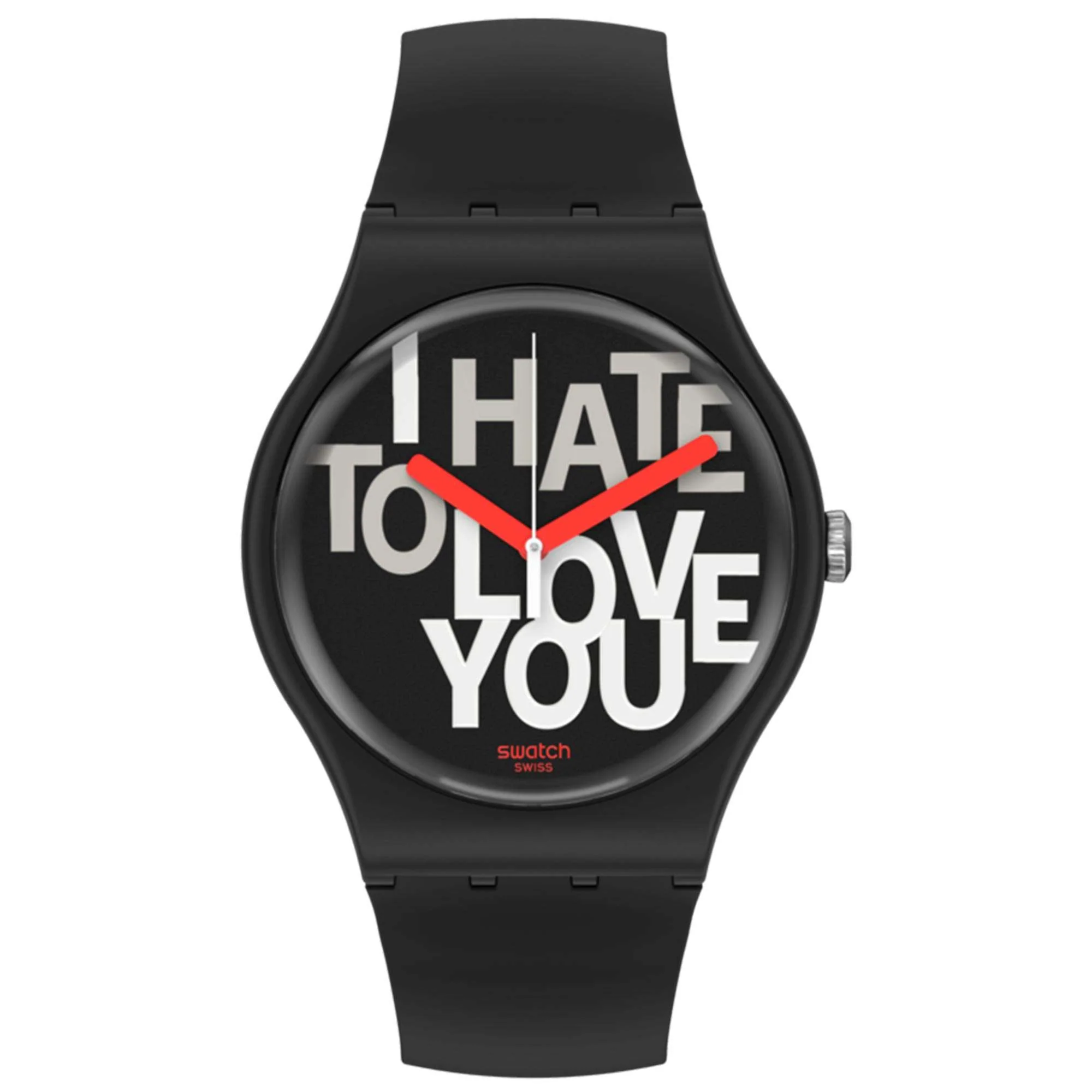 Swatch Hate 2 Love Quartz Black Dial Silicone Strap Watch SUOB185 - Image 4